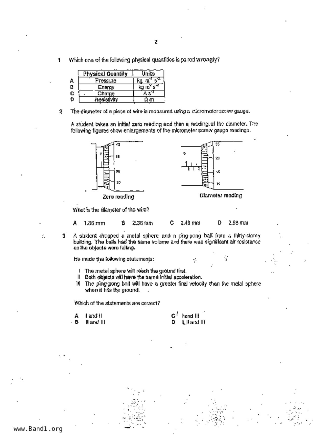 S5Pure Physics試卷