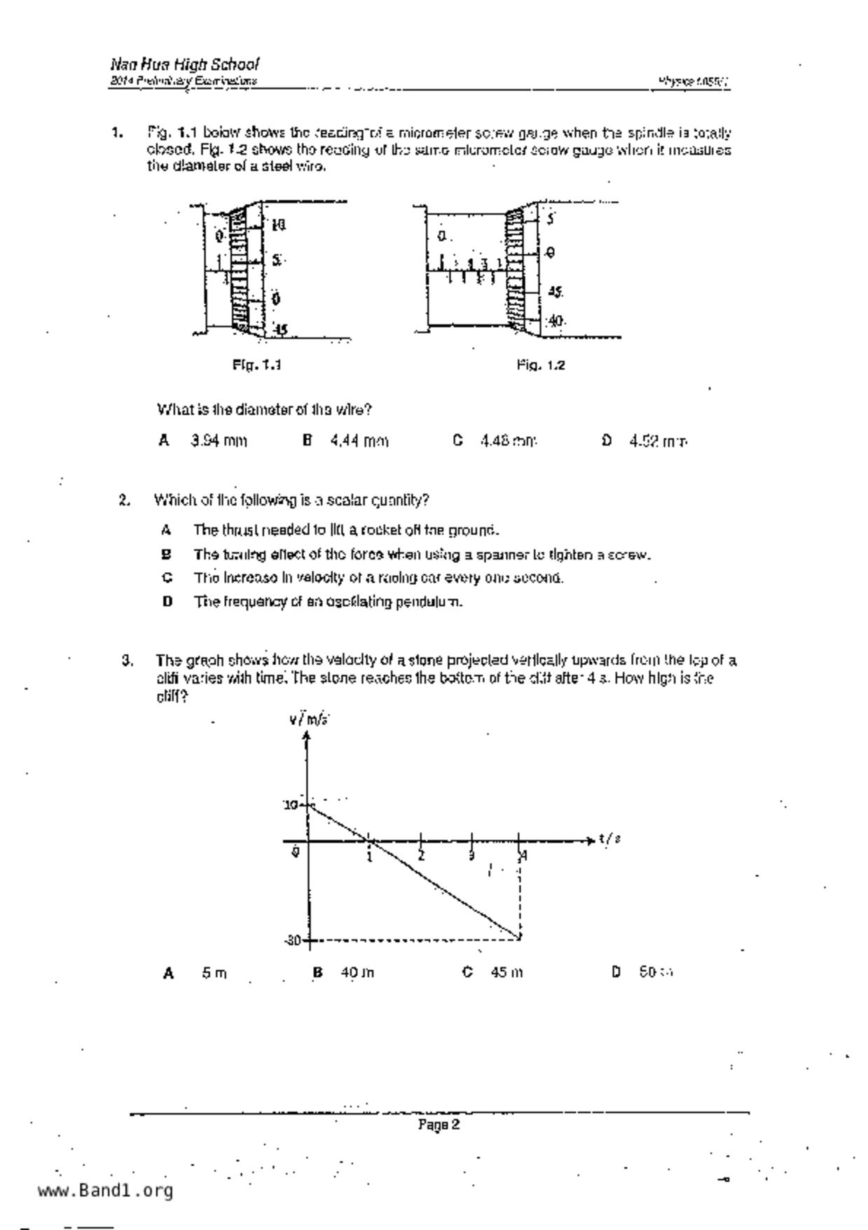 S5Pure Physics試卷