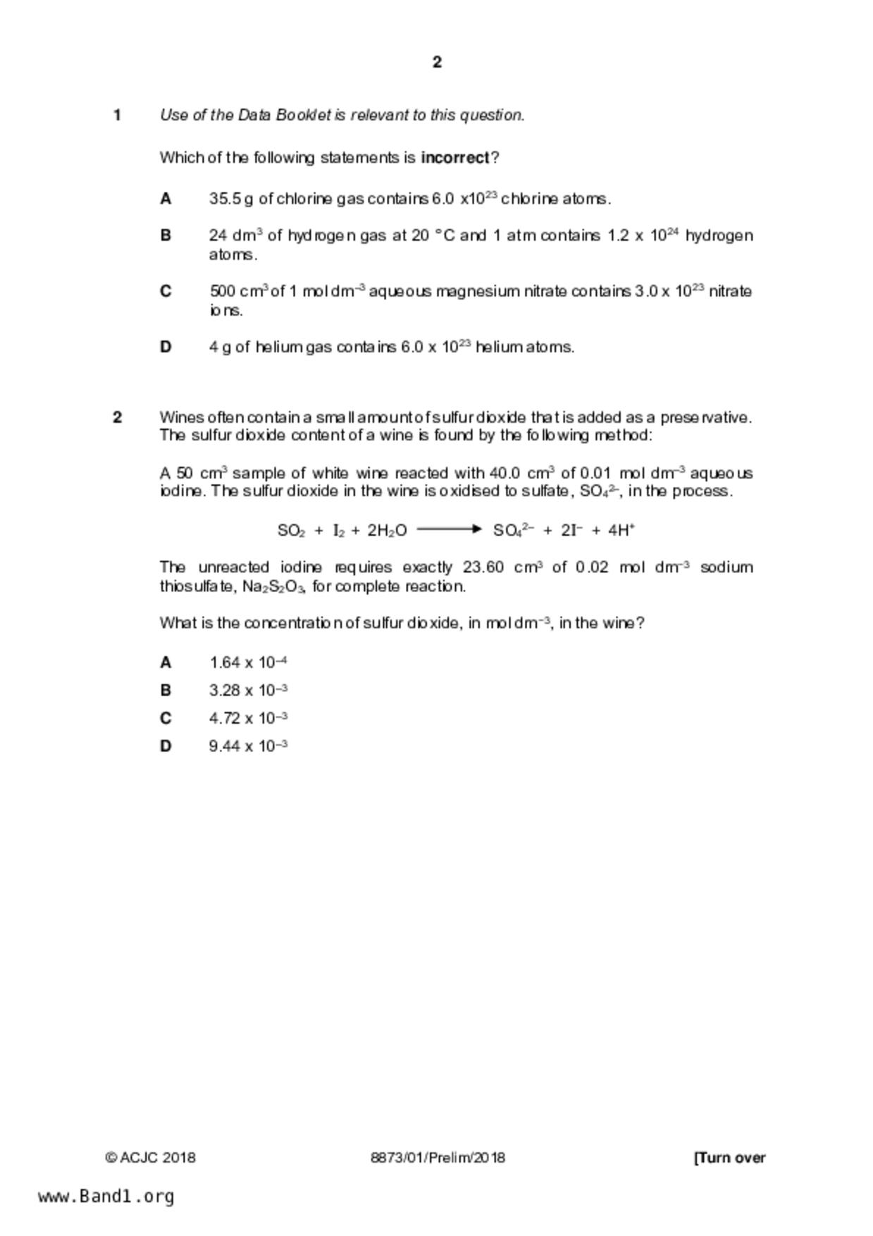 JC2Chemistry試卷