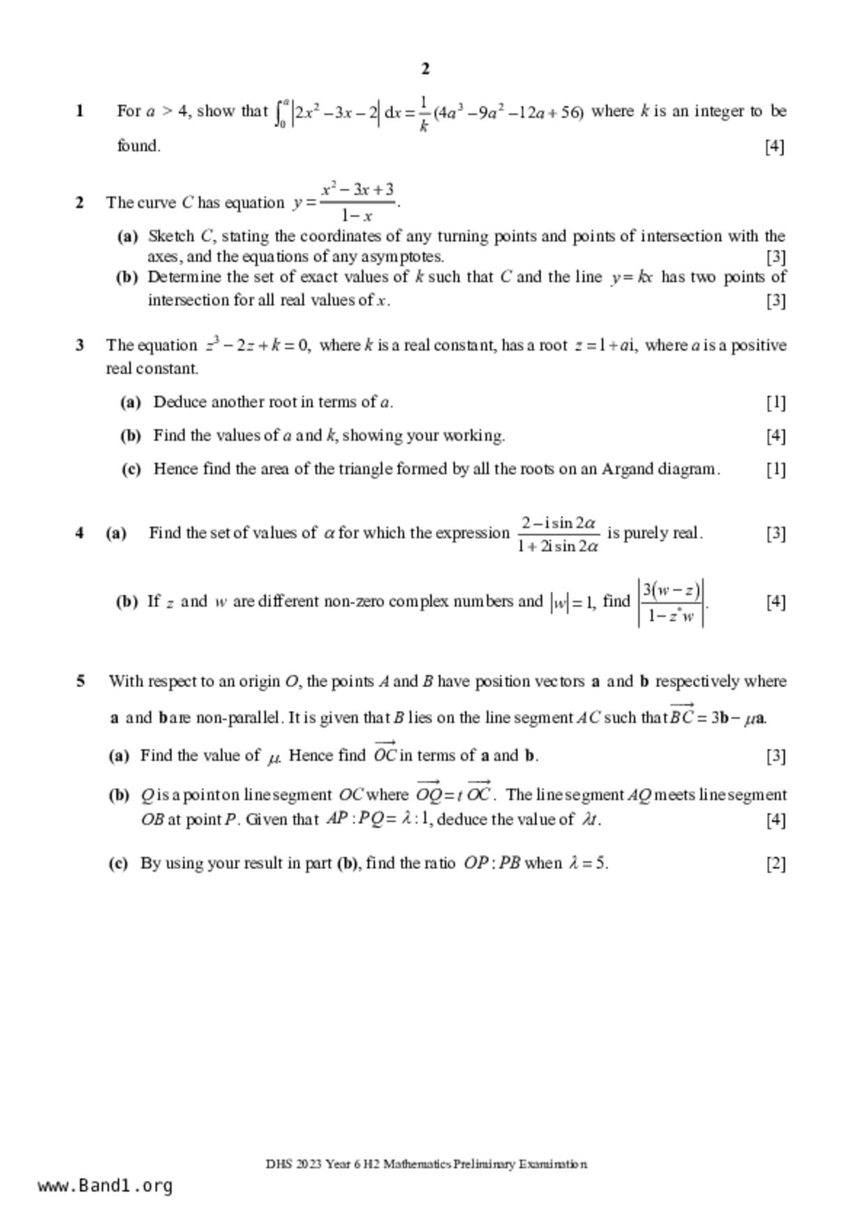JC2Maths試卷