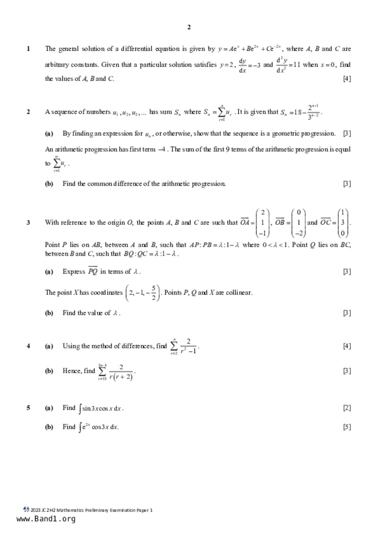 JC2Maths試卷