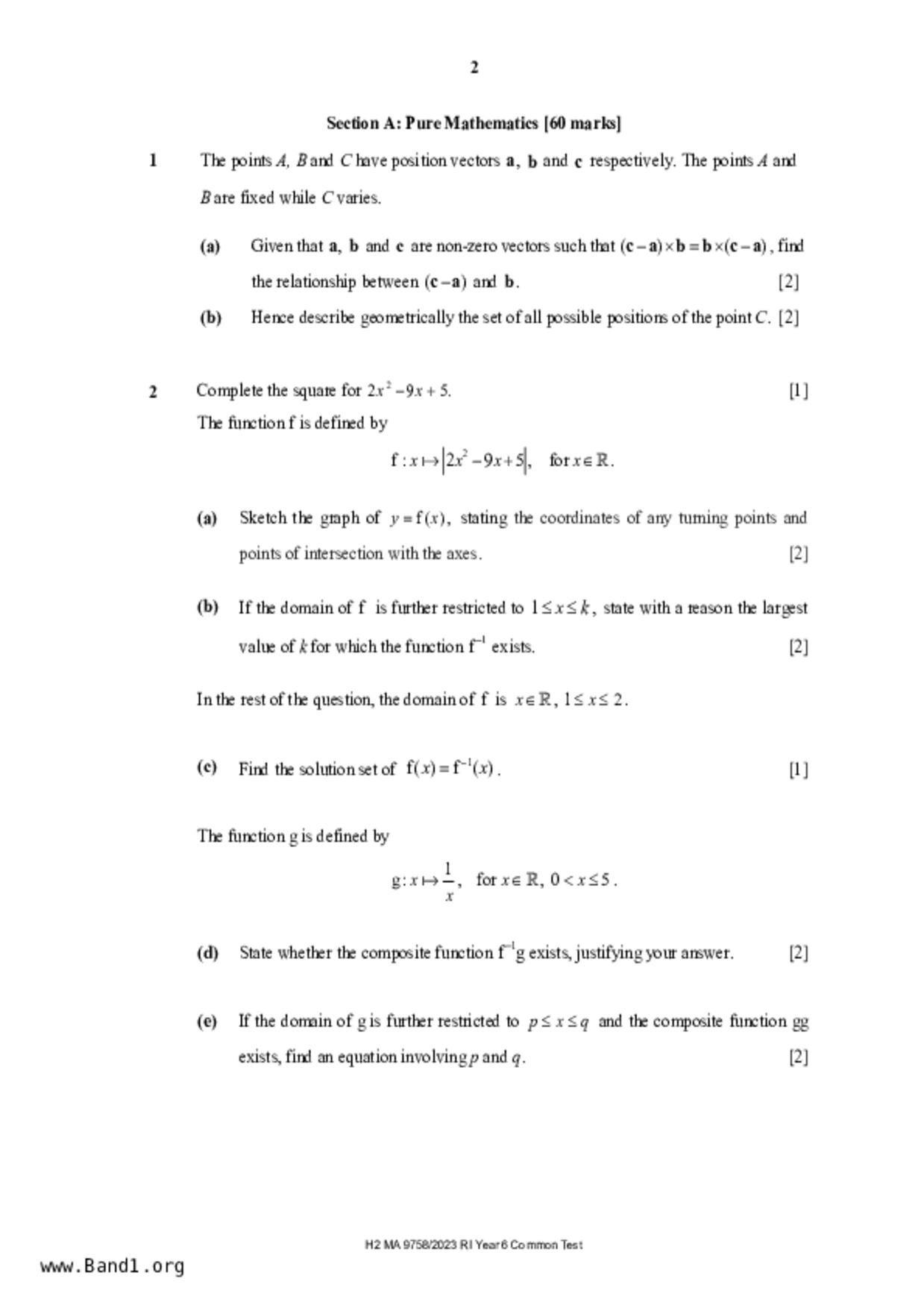 JC2Maths試卷