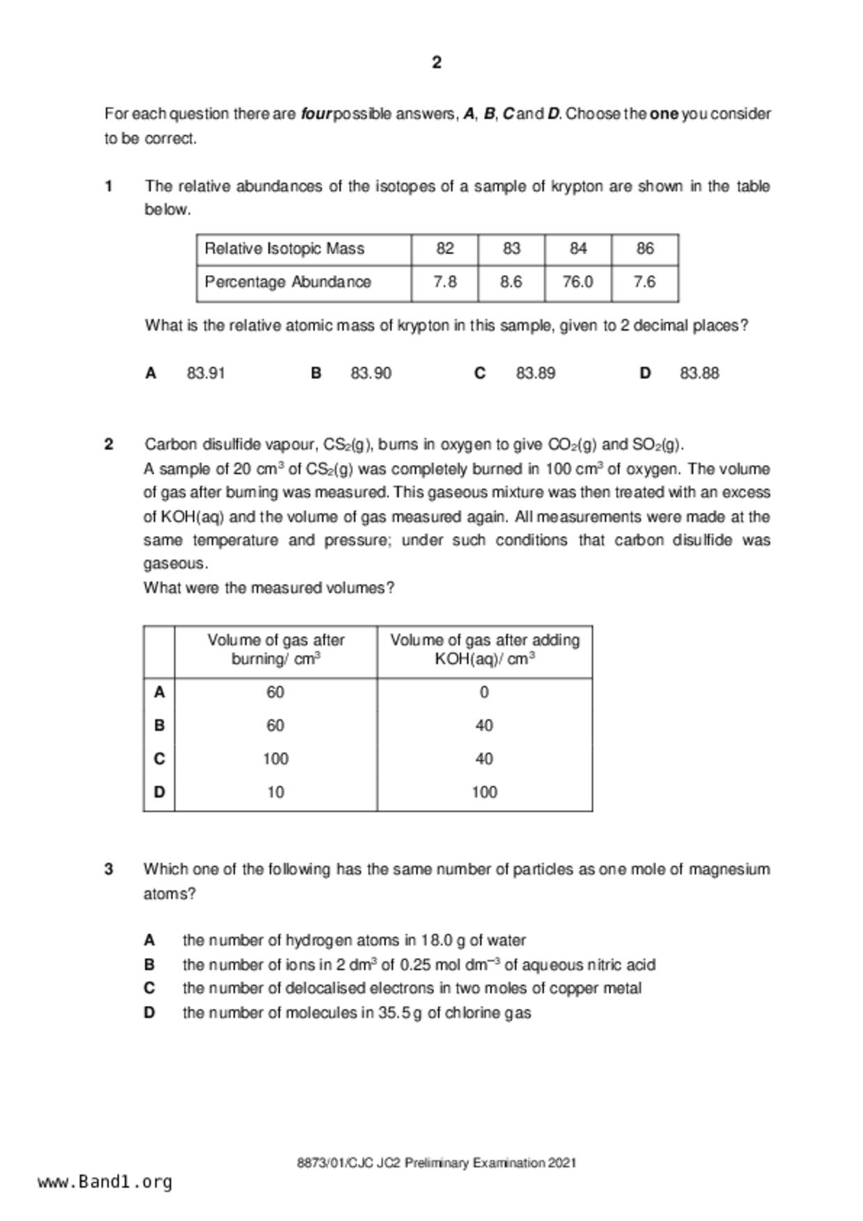 JC2Chemistry試卷