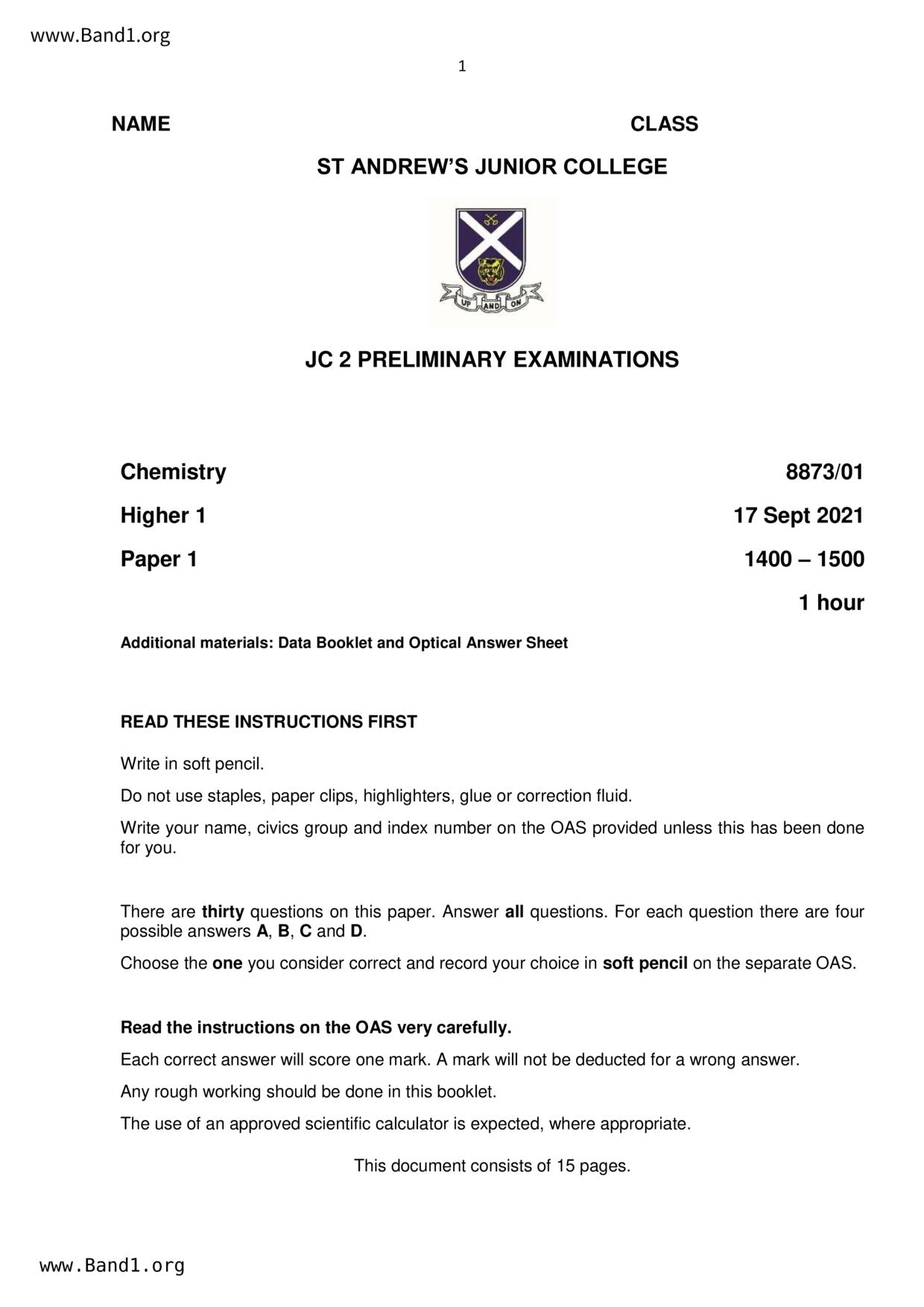 JC2Chemistry試卷