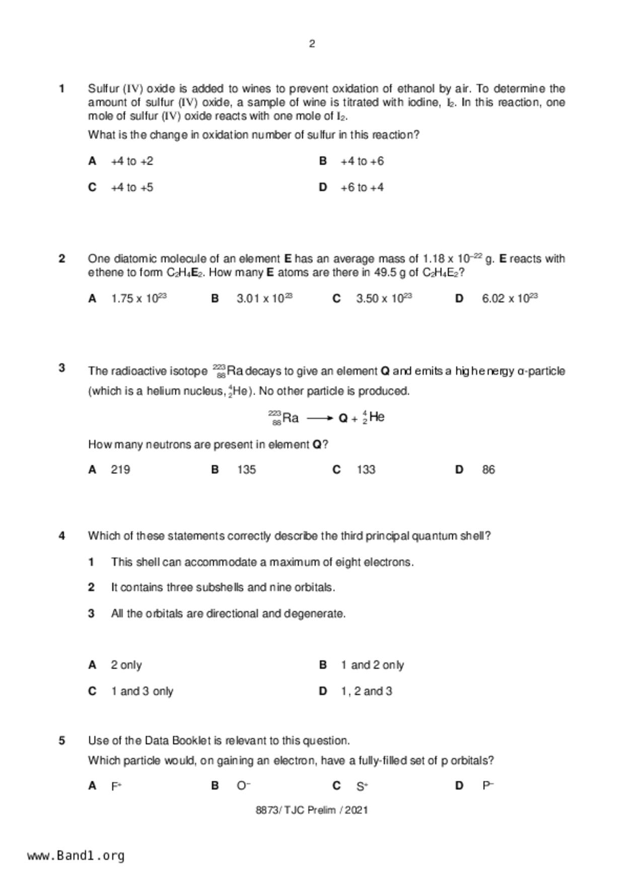 JC2Chemistry試卷