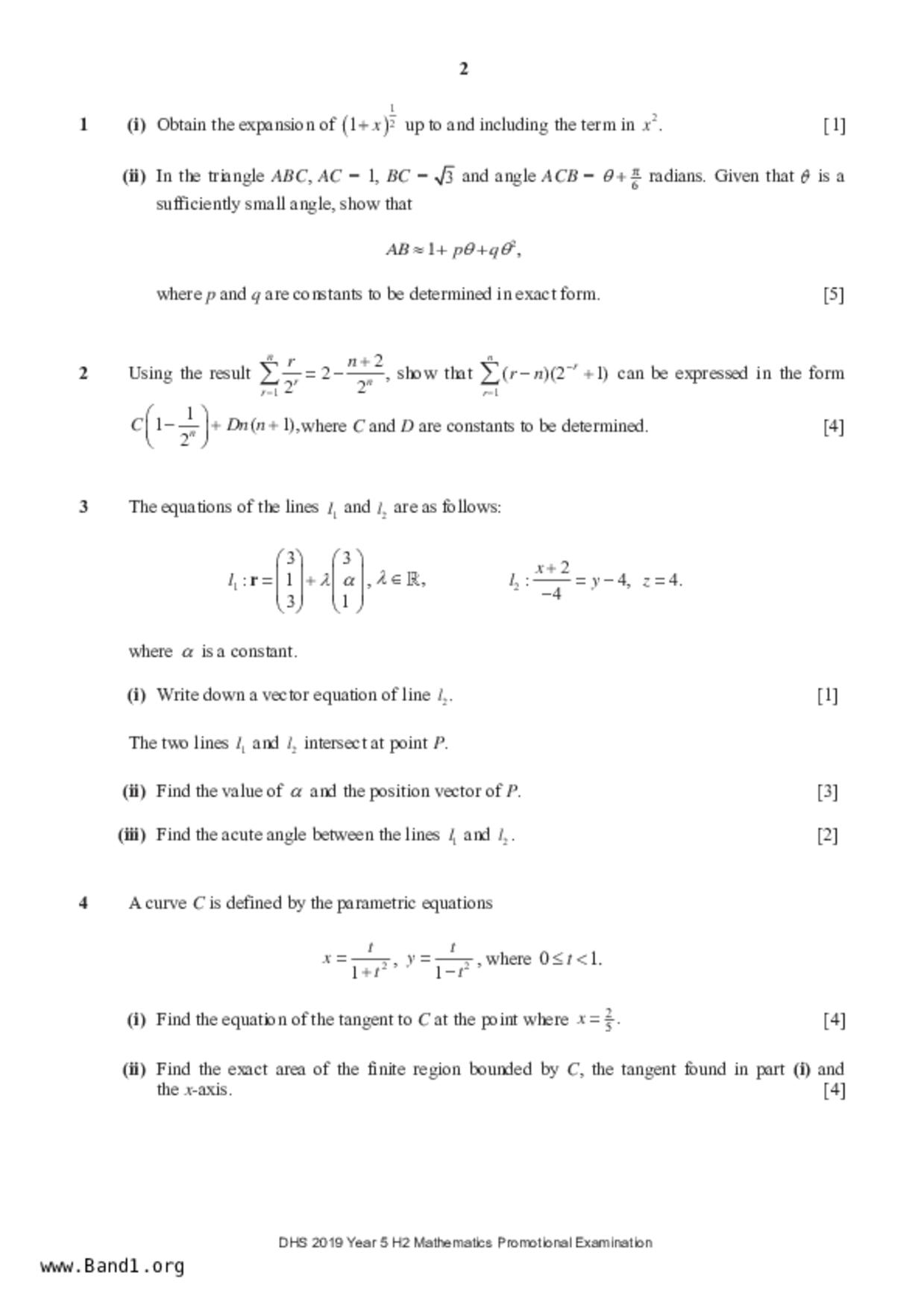 JC1Maths試卷