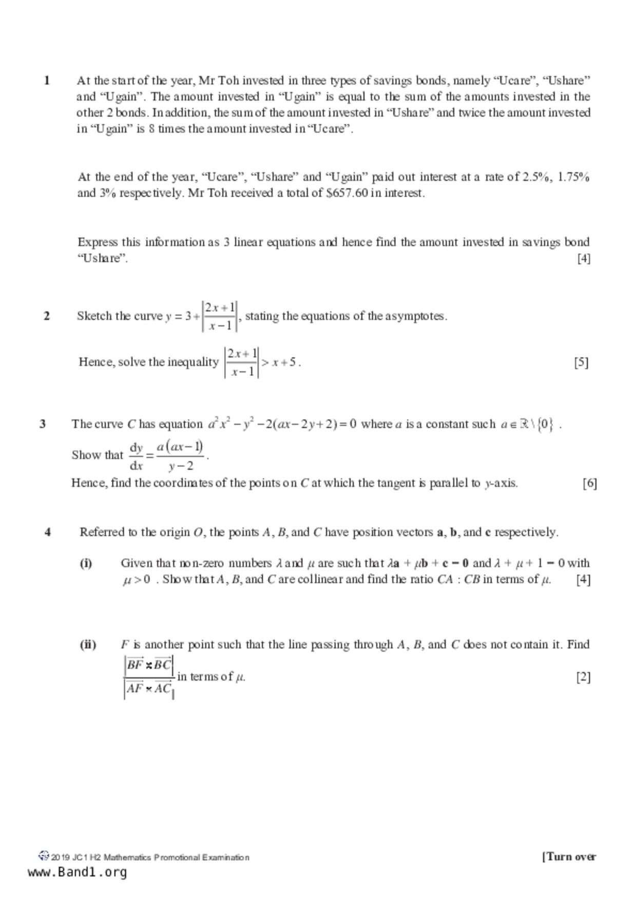 JC1Maths試卷