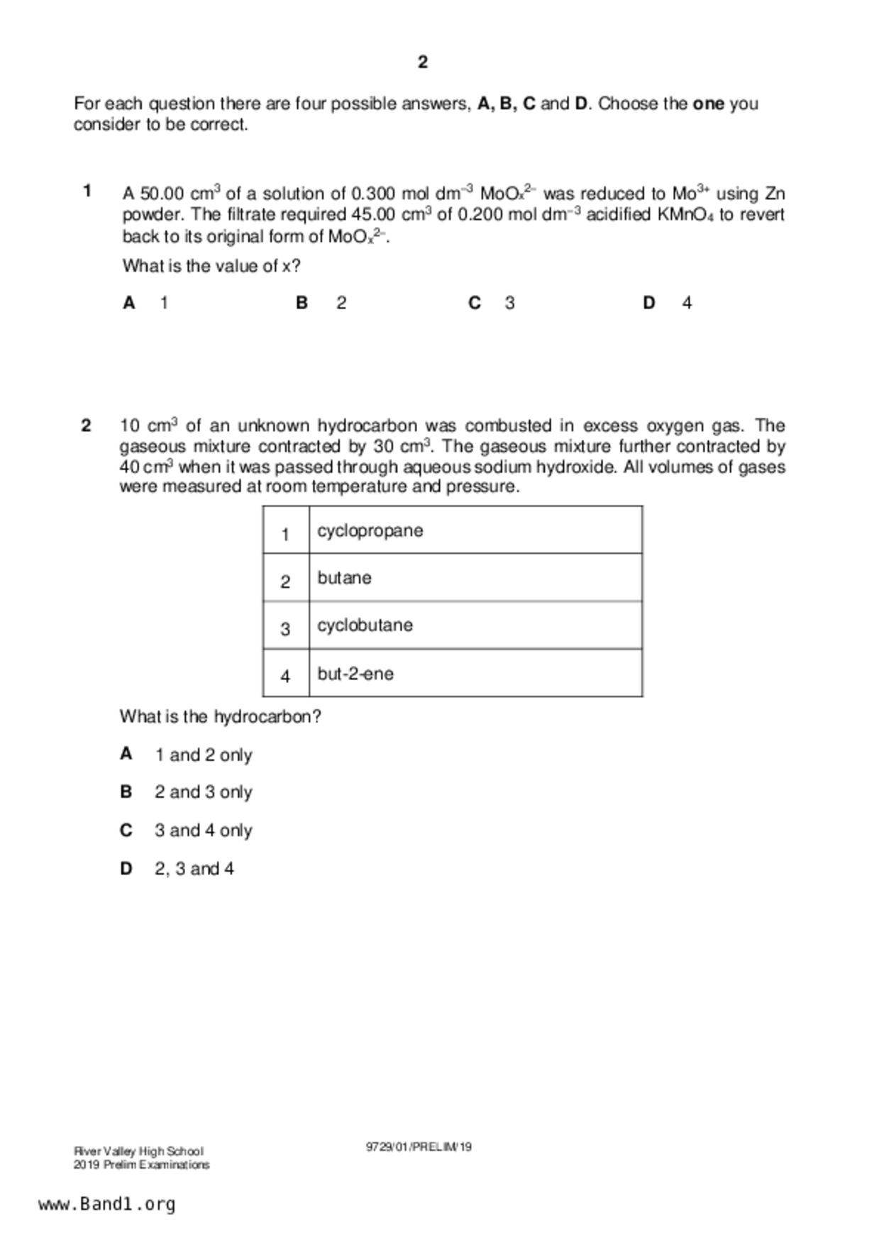 JC2Chemistry試卷