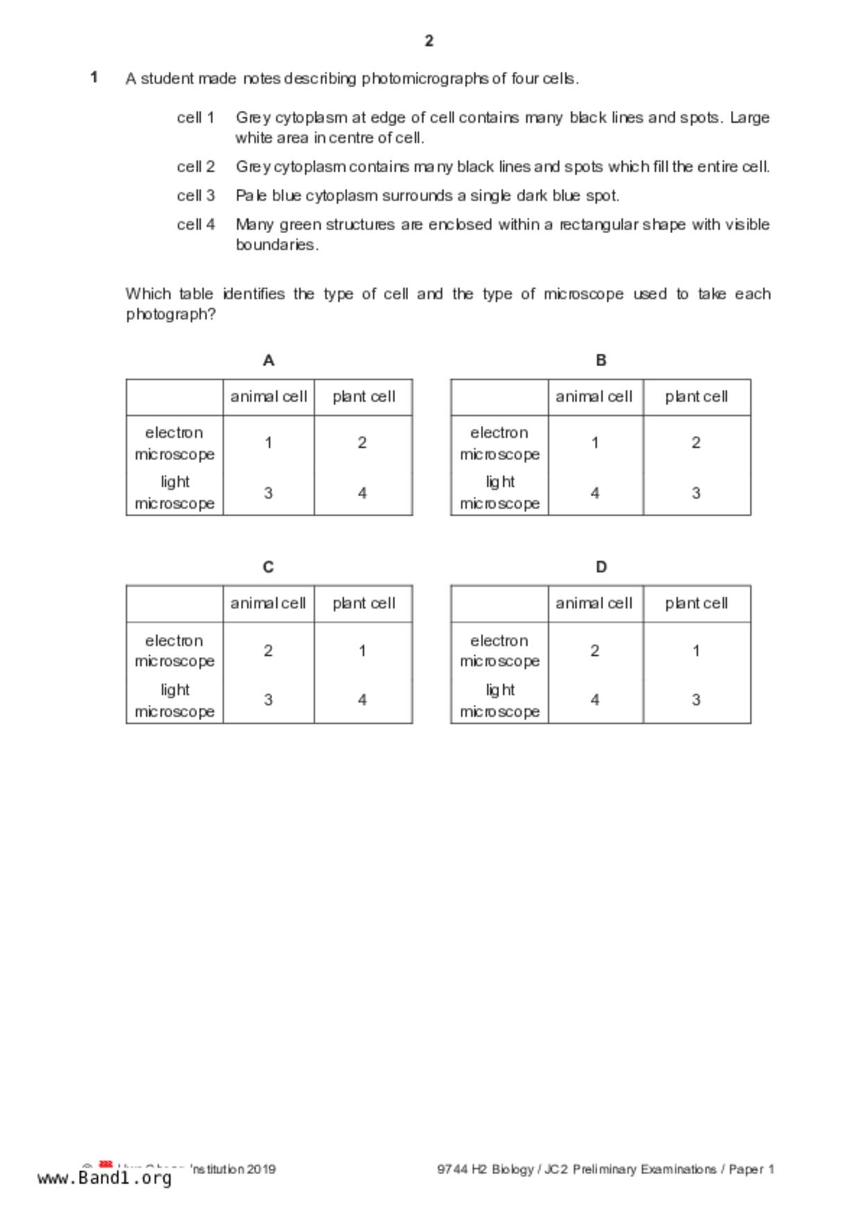 JC2Biology試卷