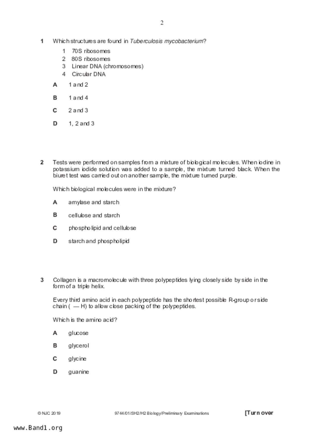 JC2Biology試卷