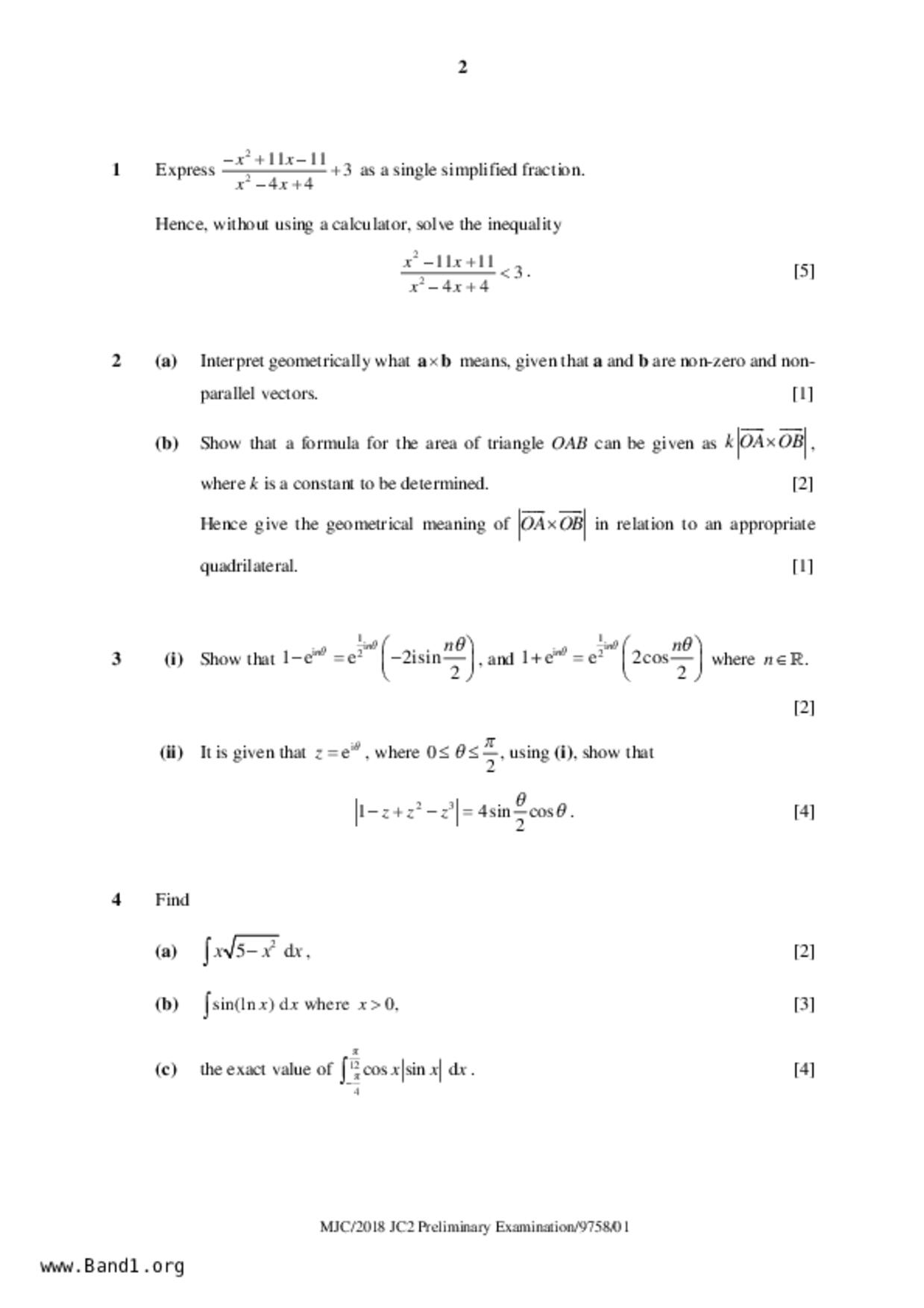 JC2Maths試卷