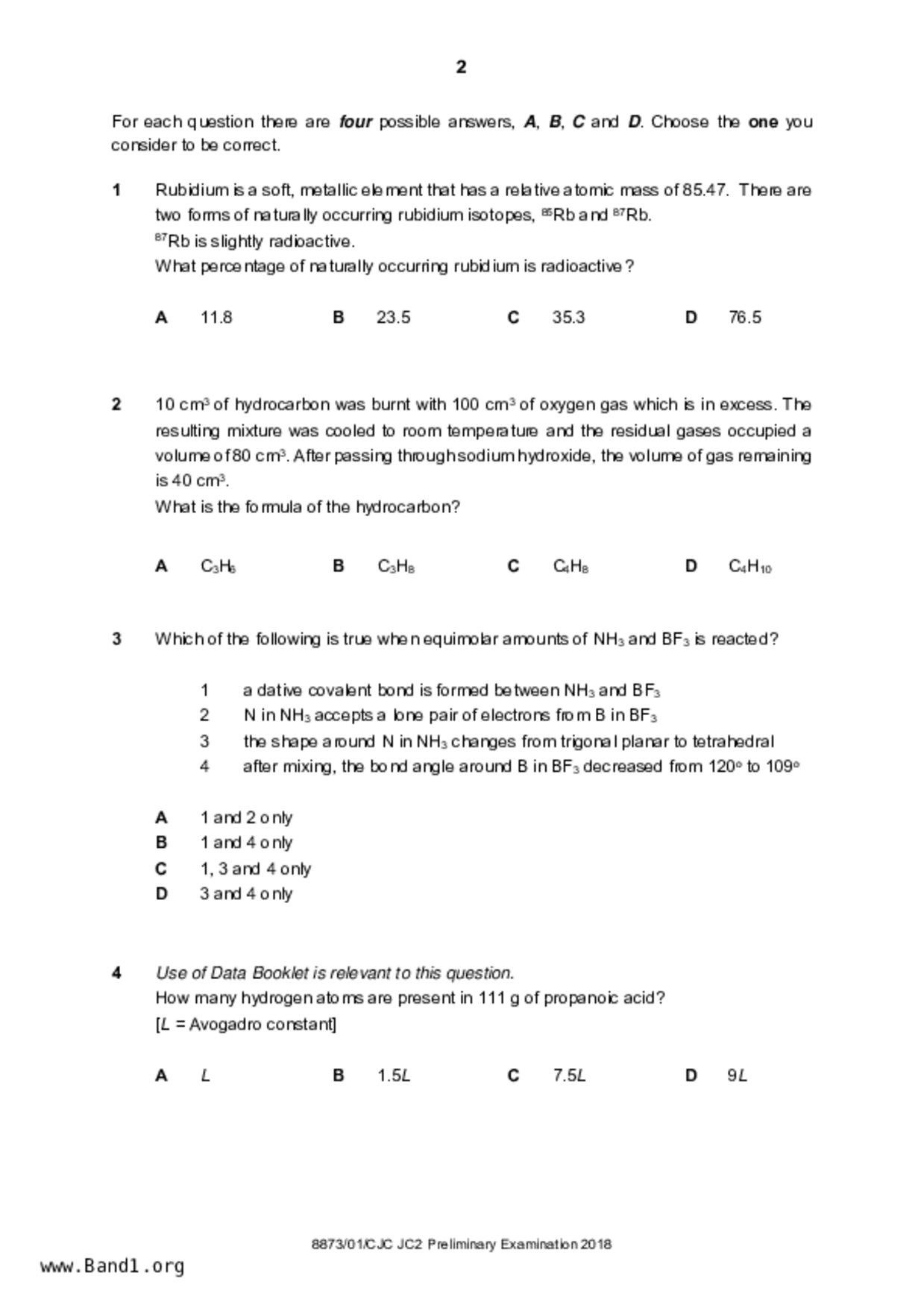 JC2Chemistry試卷