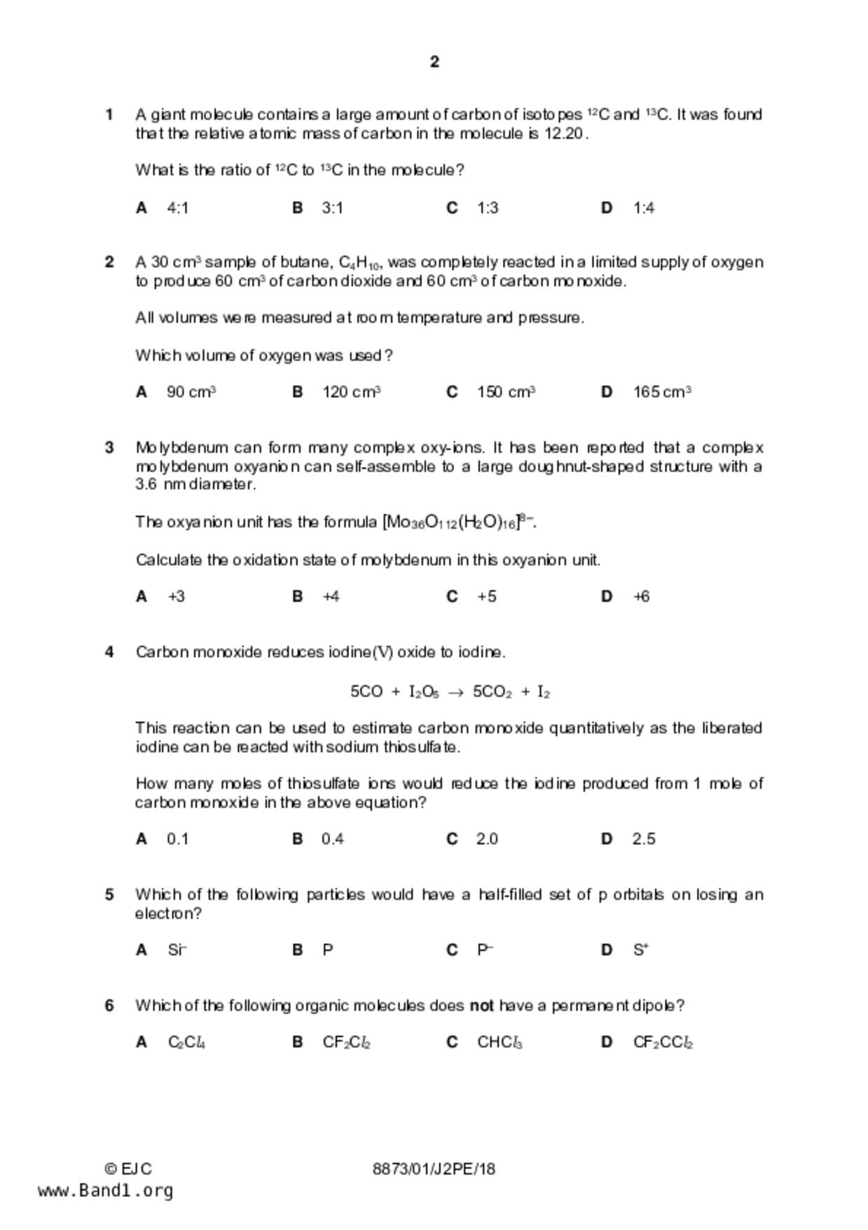 JC2Chemistry試卷