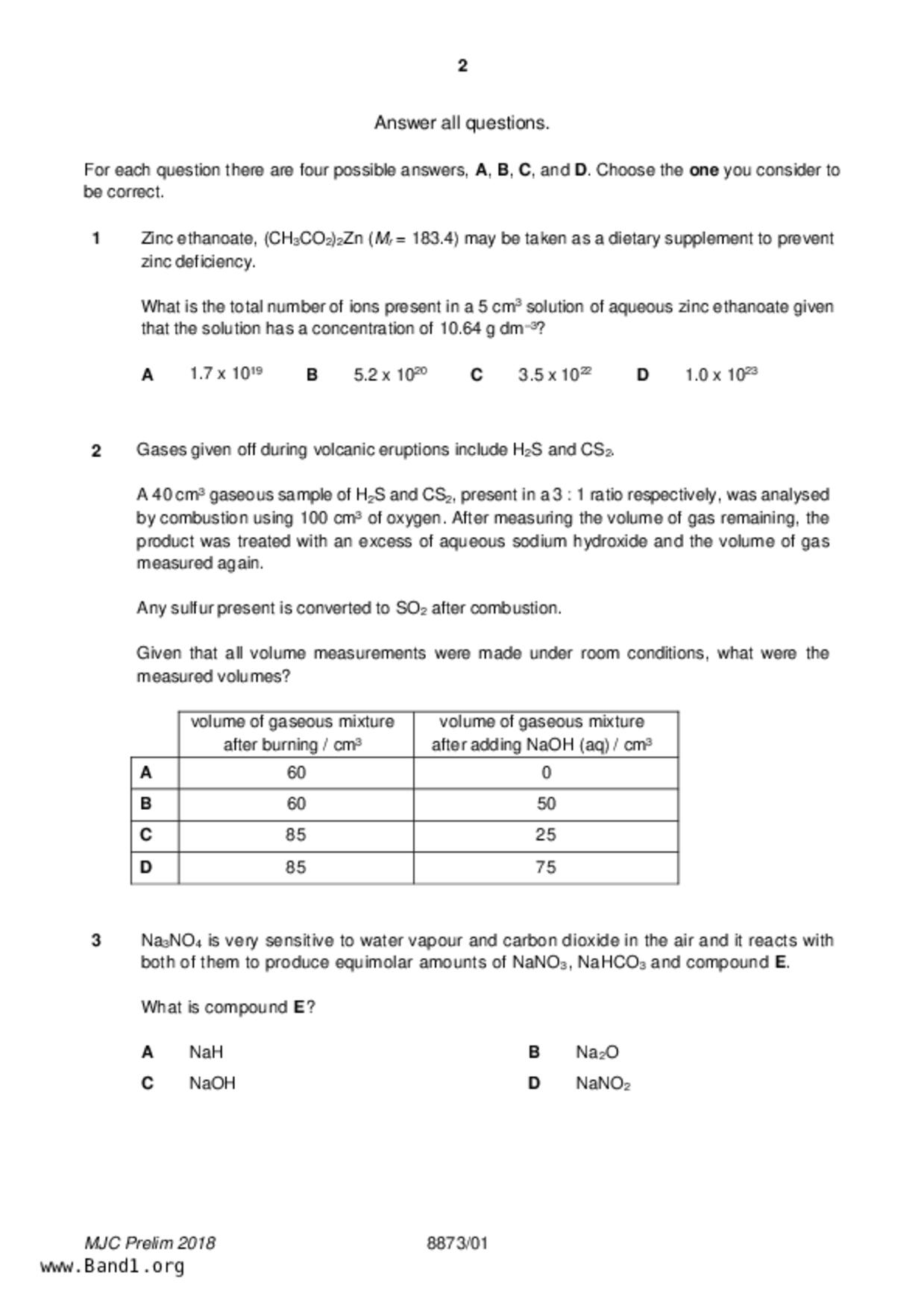 JC2Chemistry試卷