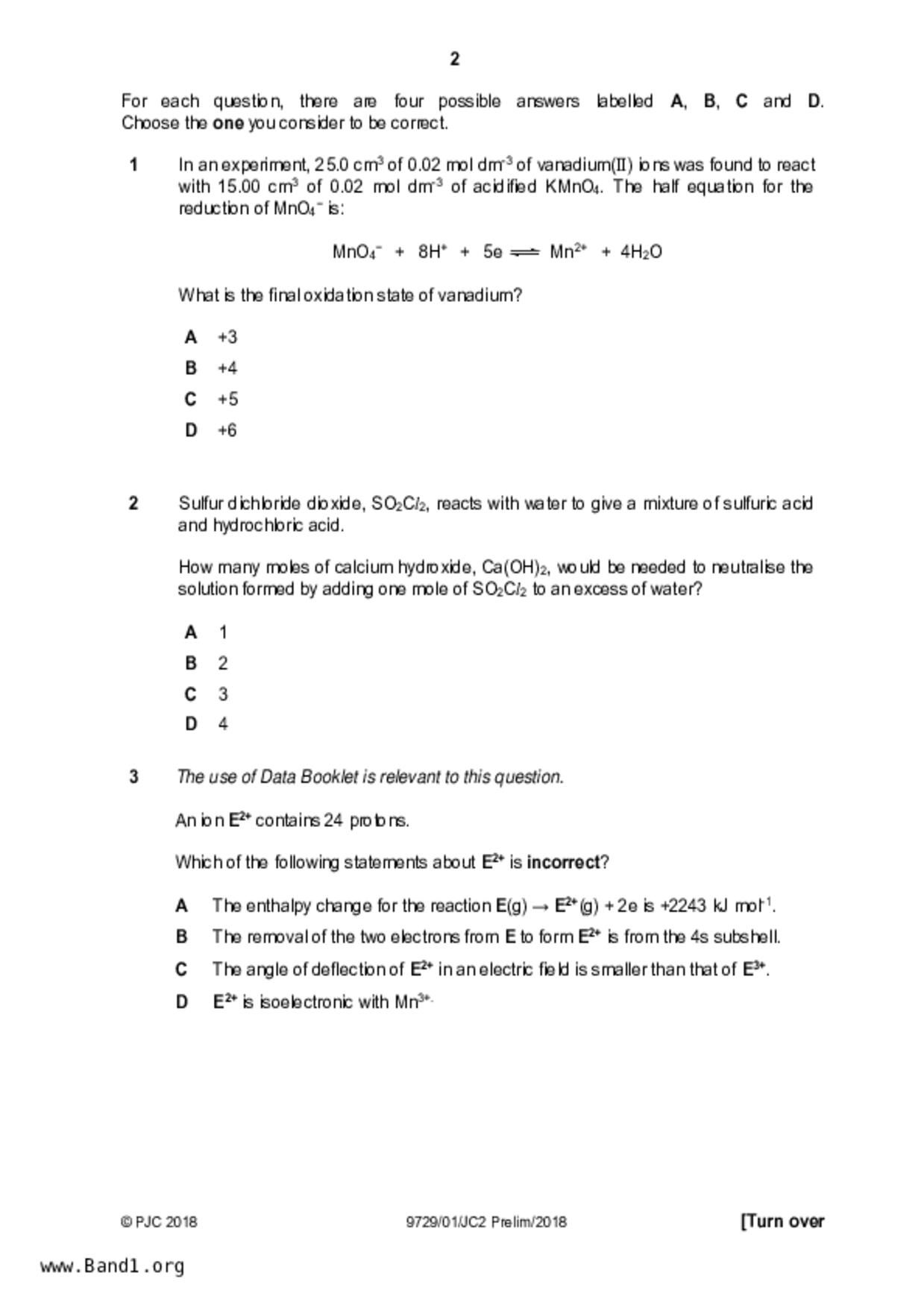 JC2Chemistry試卷