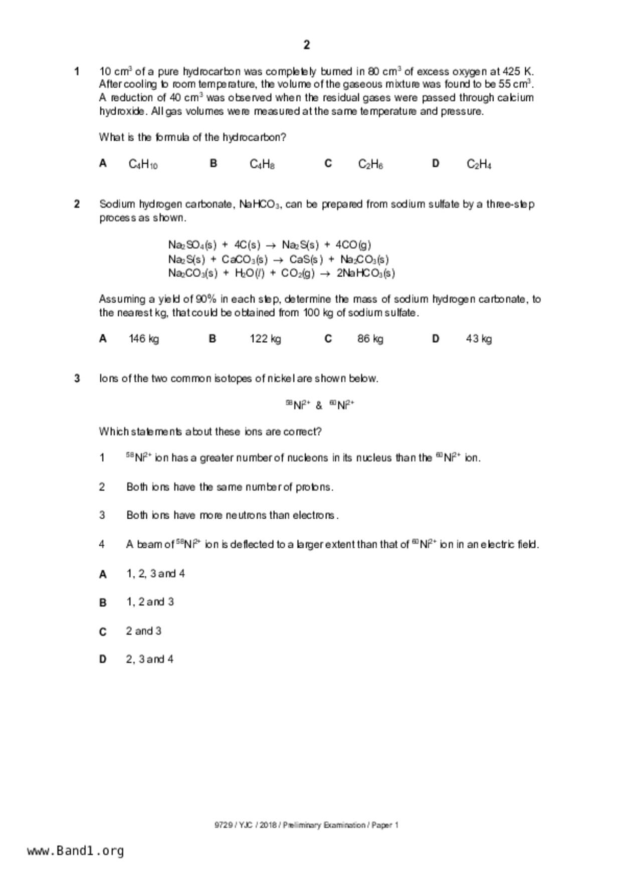 JC2Chemistry試卷