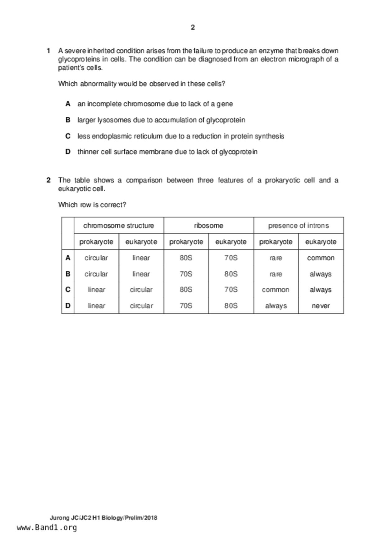 JC2Biology試卷