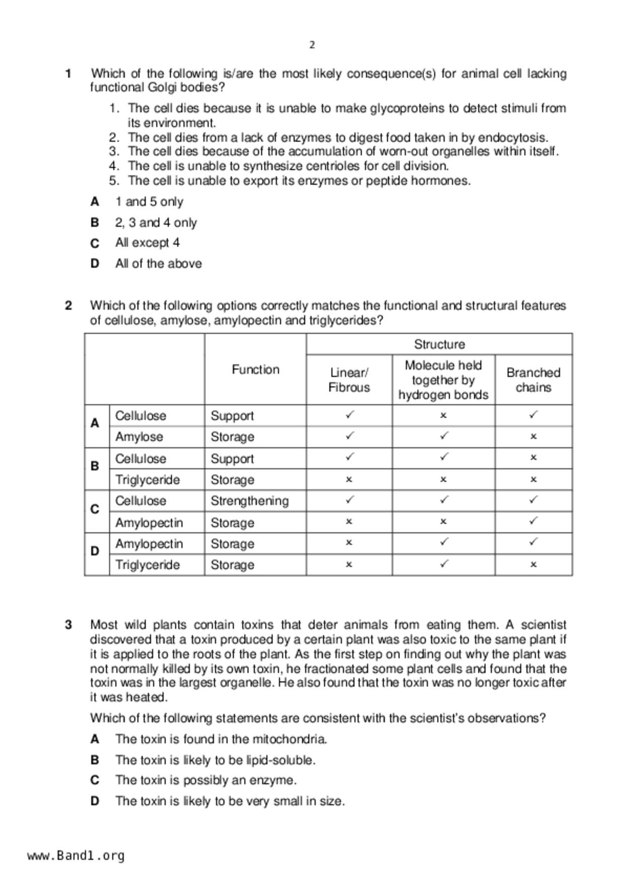 JC2Biology試卷