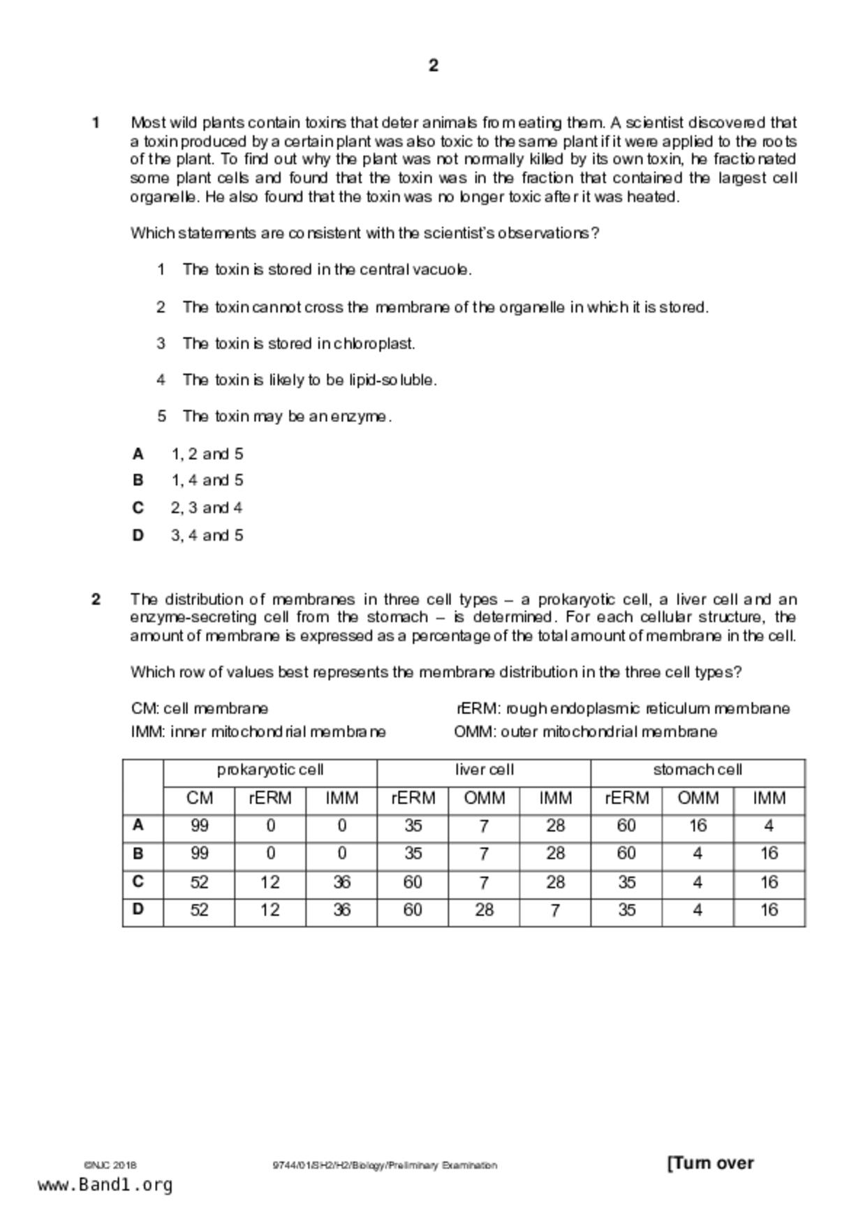 JC2Biology試卷