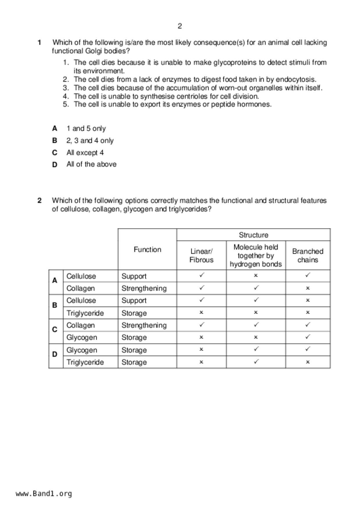 JC2Biology試卷