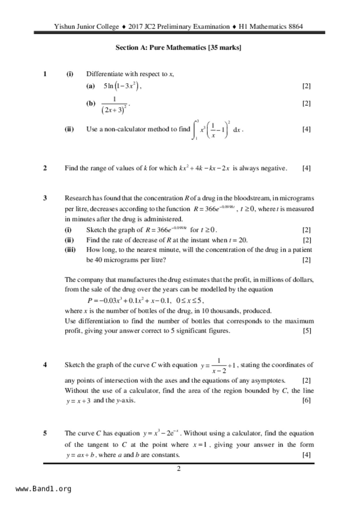 JC2Maths試卷