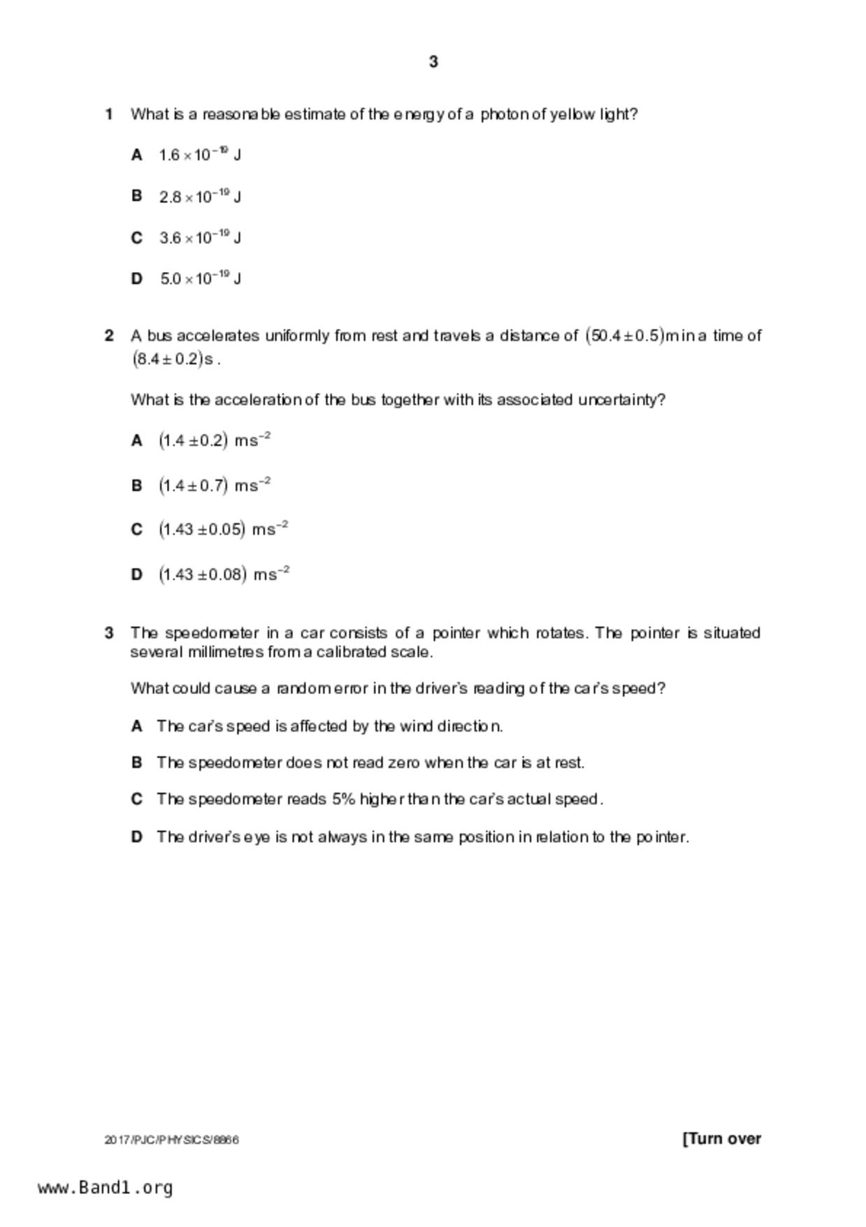 JC2Physics試卷