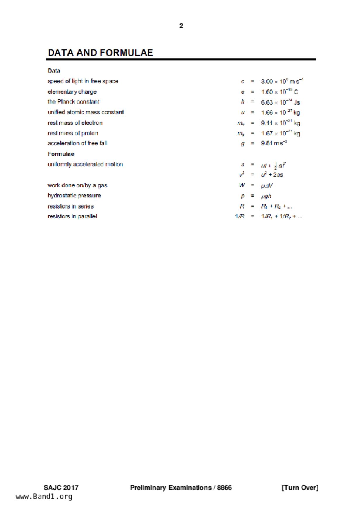JC2Physics試卷