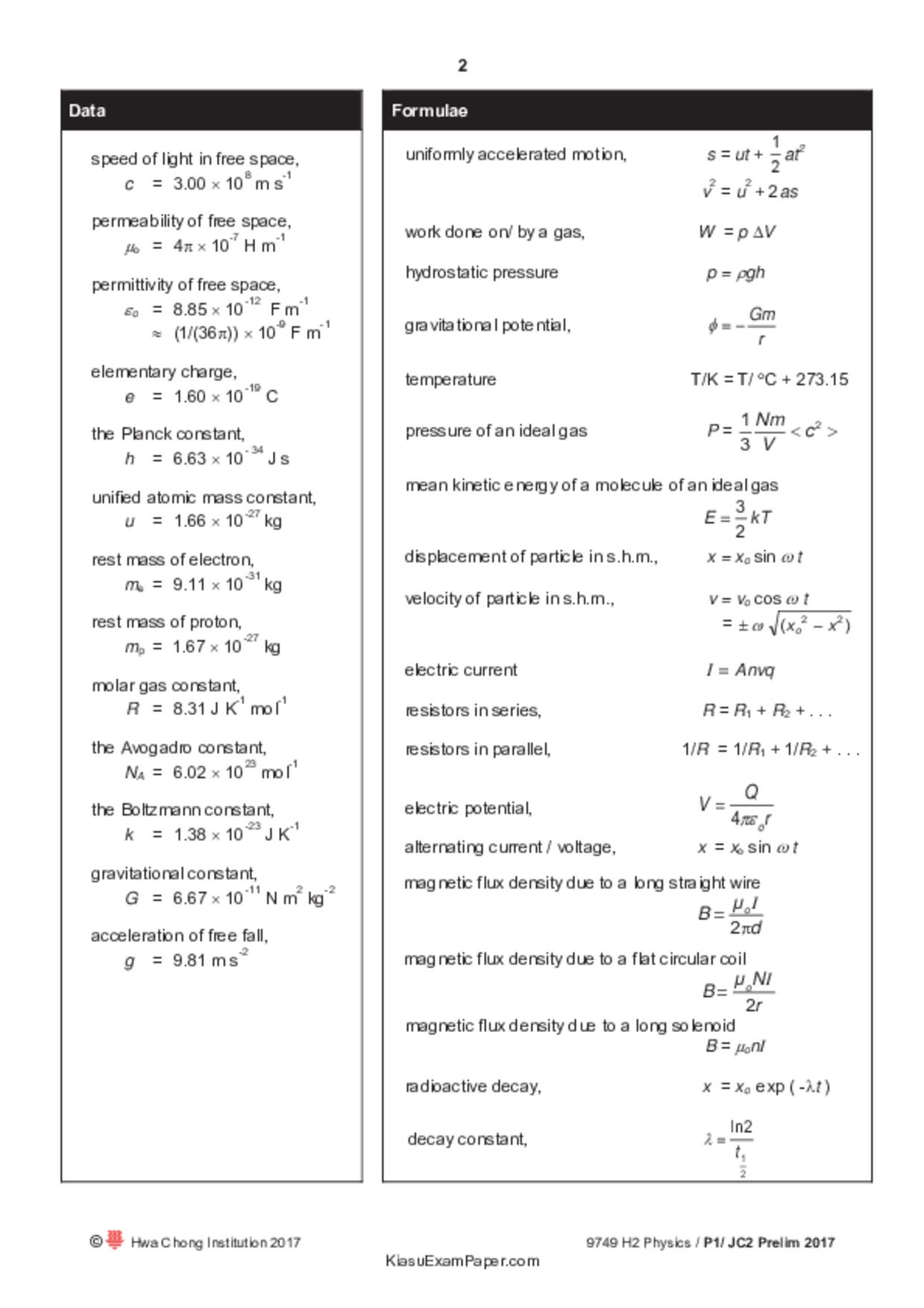 JC2Physics試卷