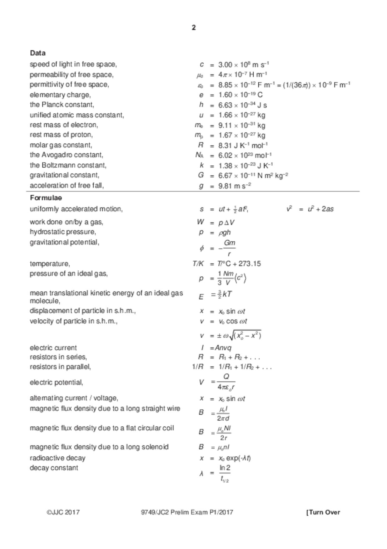 JC2Physics試卷