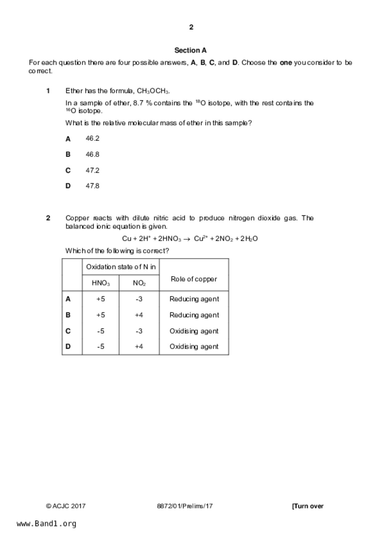 JC2Chemistry試卷