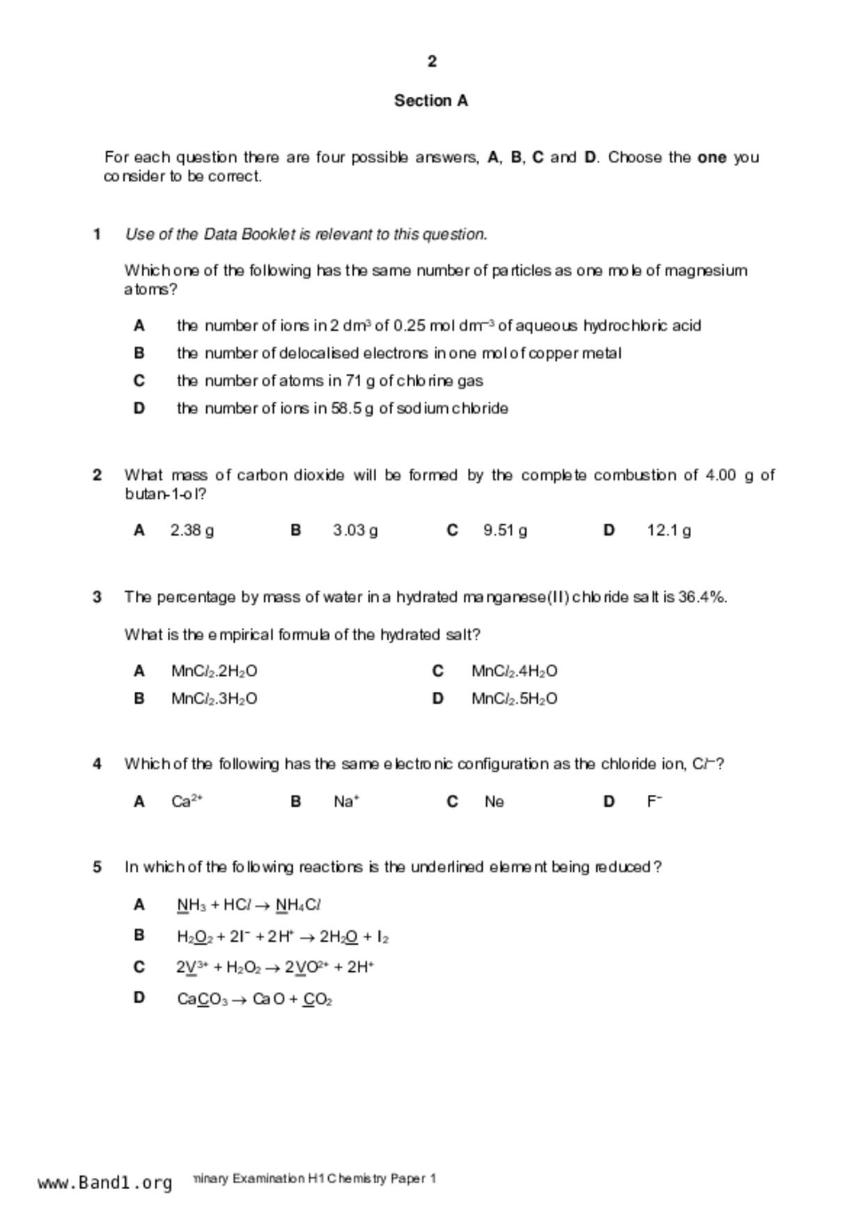 JC2Chemistry試卷