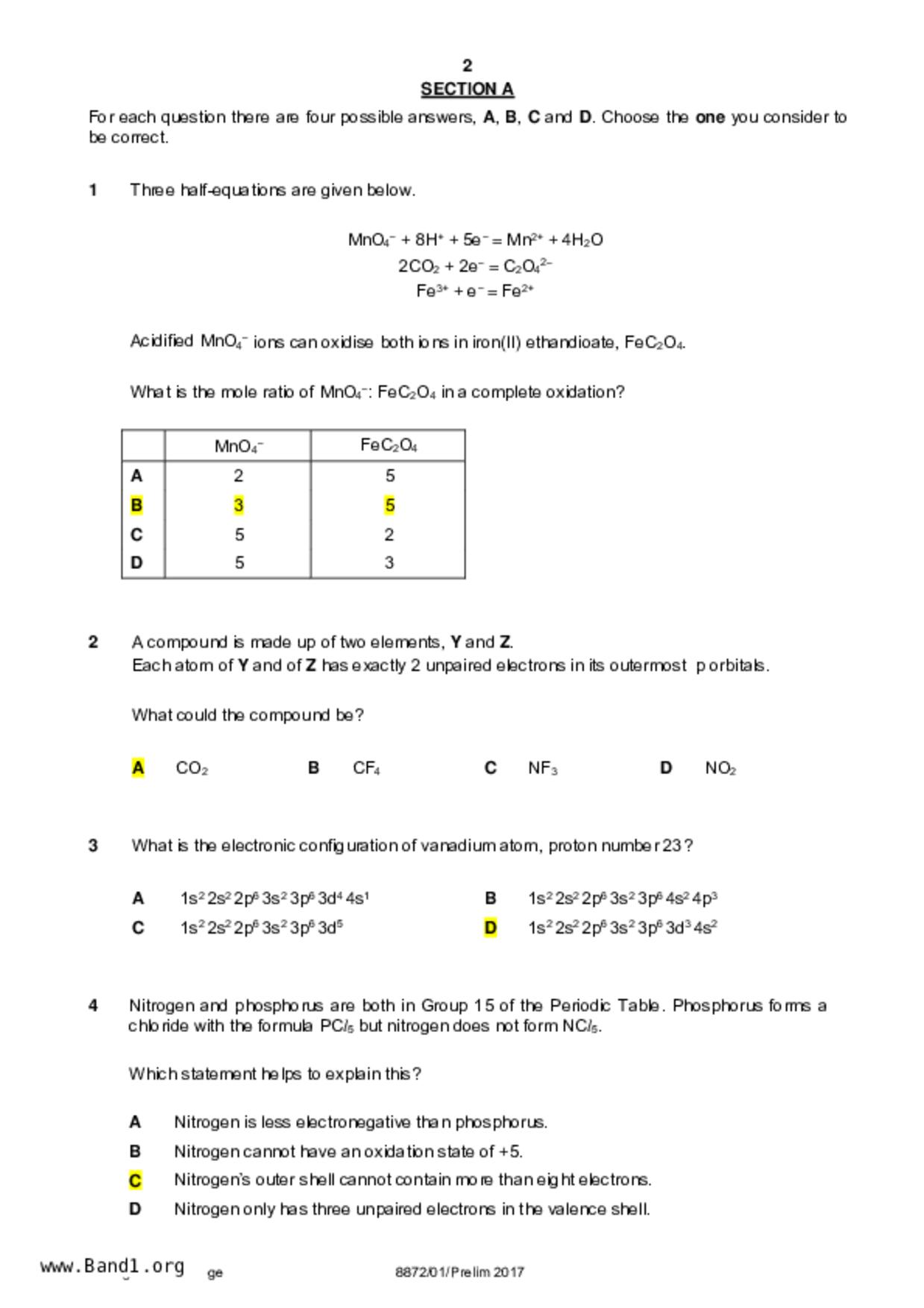 JC2Chemistry試卷