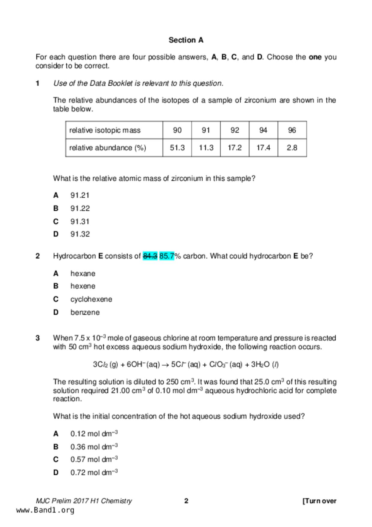 JC2Chemistry試卷