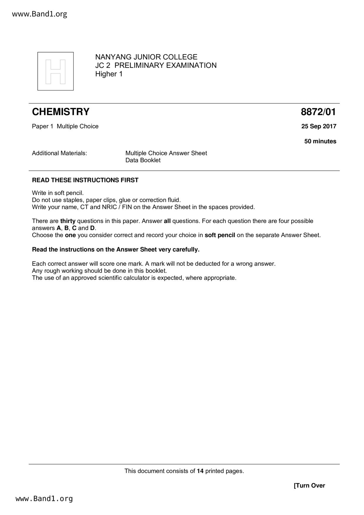 JC2Chemistry試卷
