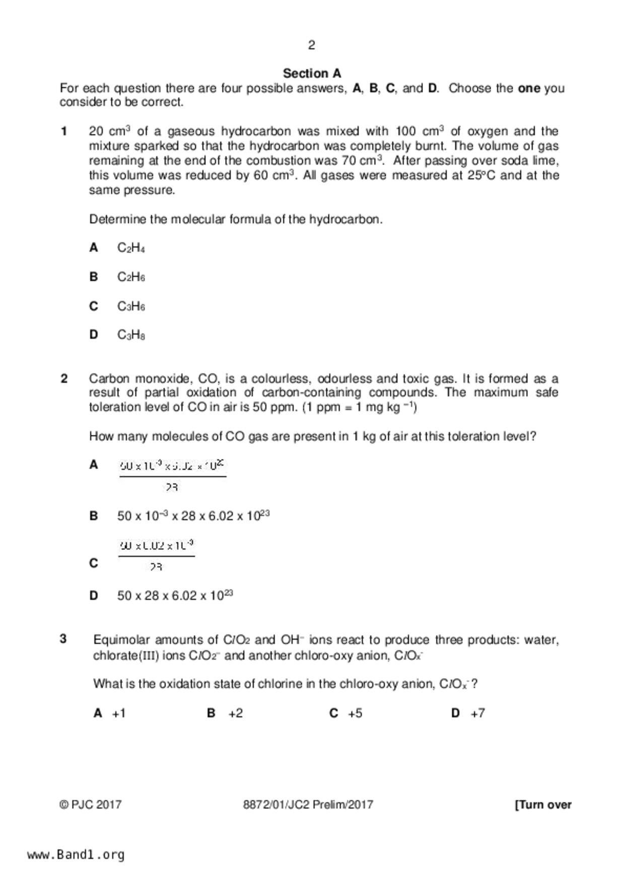 JC2Chemistry試卷