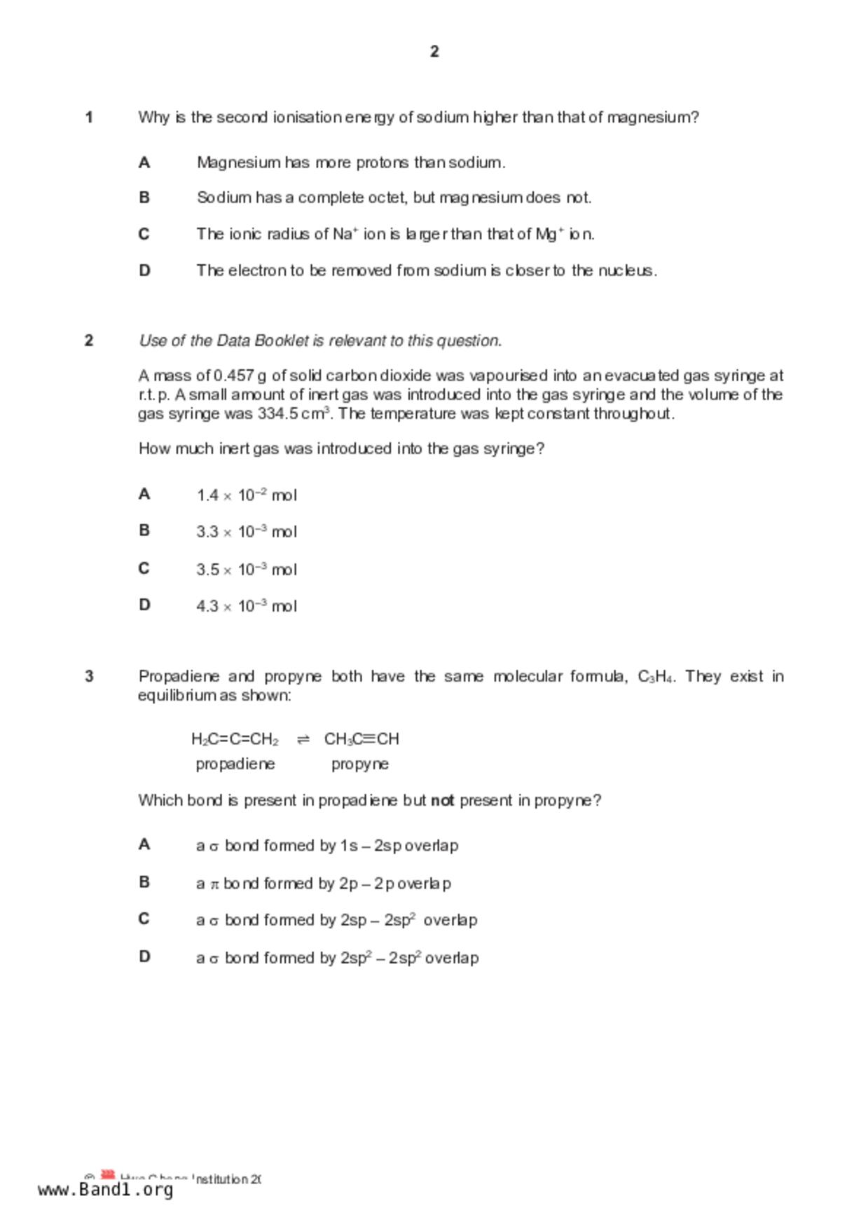 JC2Chemistry試卷