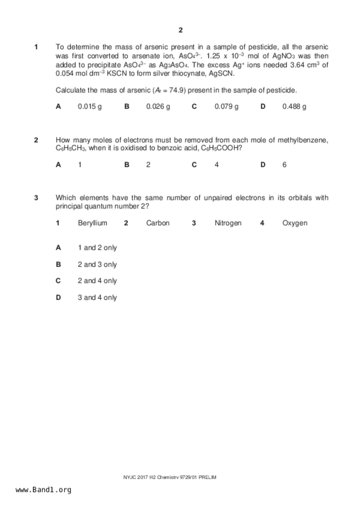 JC2Chemistry試卷