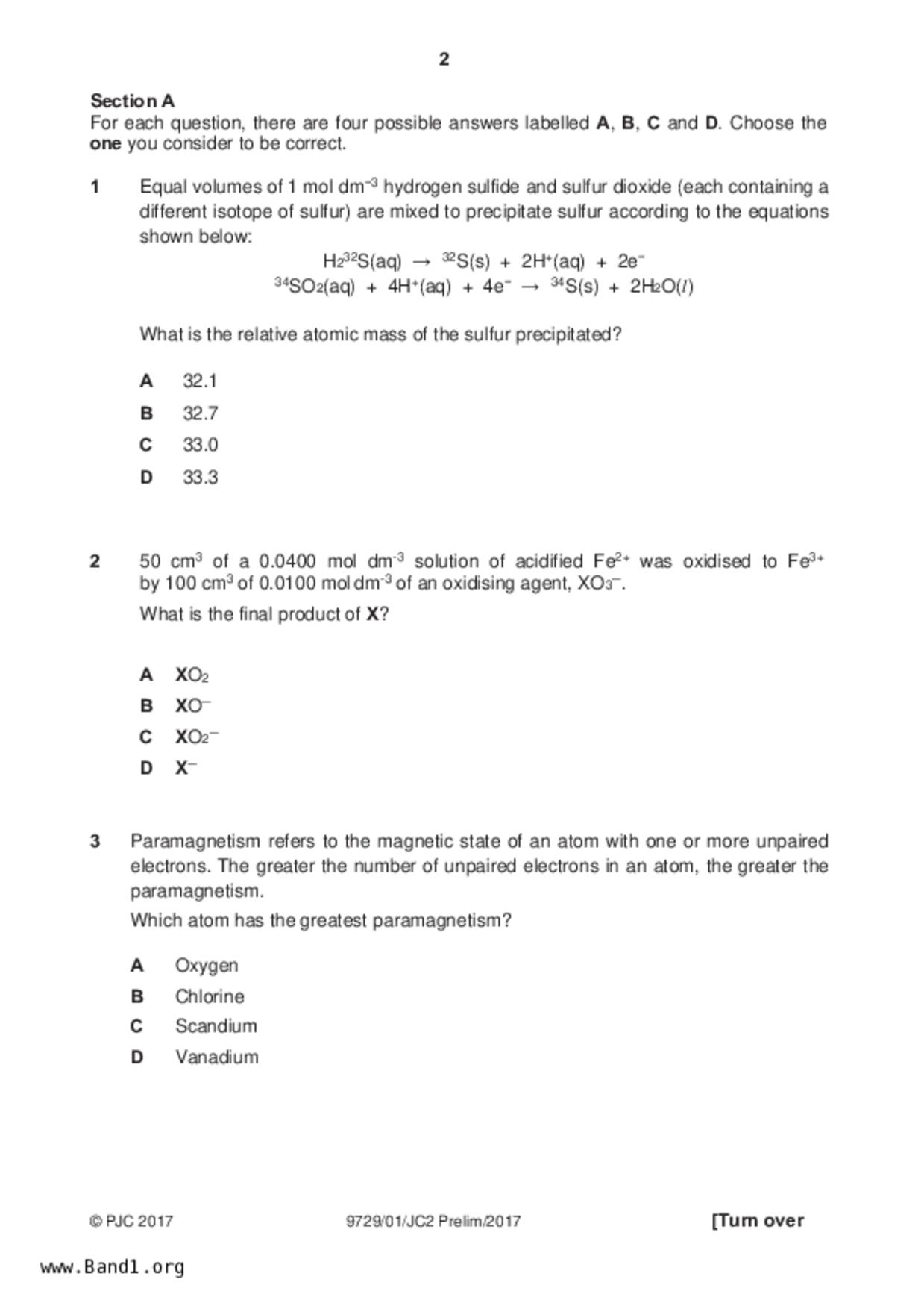 JC2Chemistry試卷