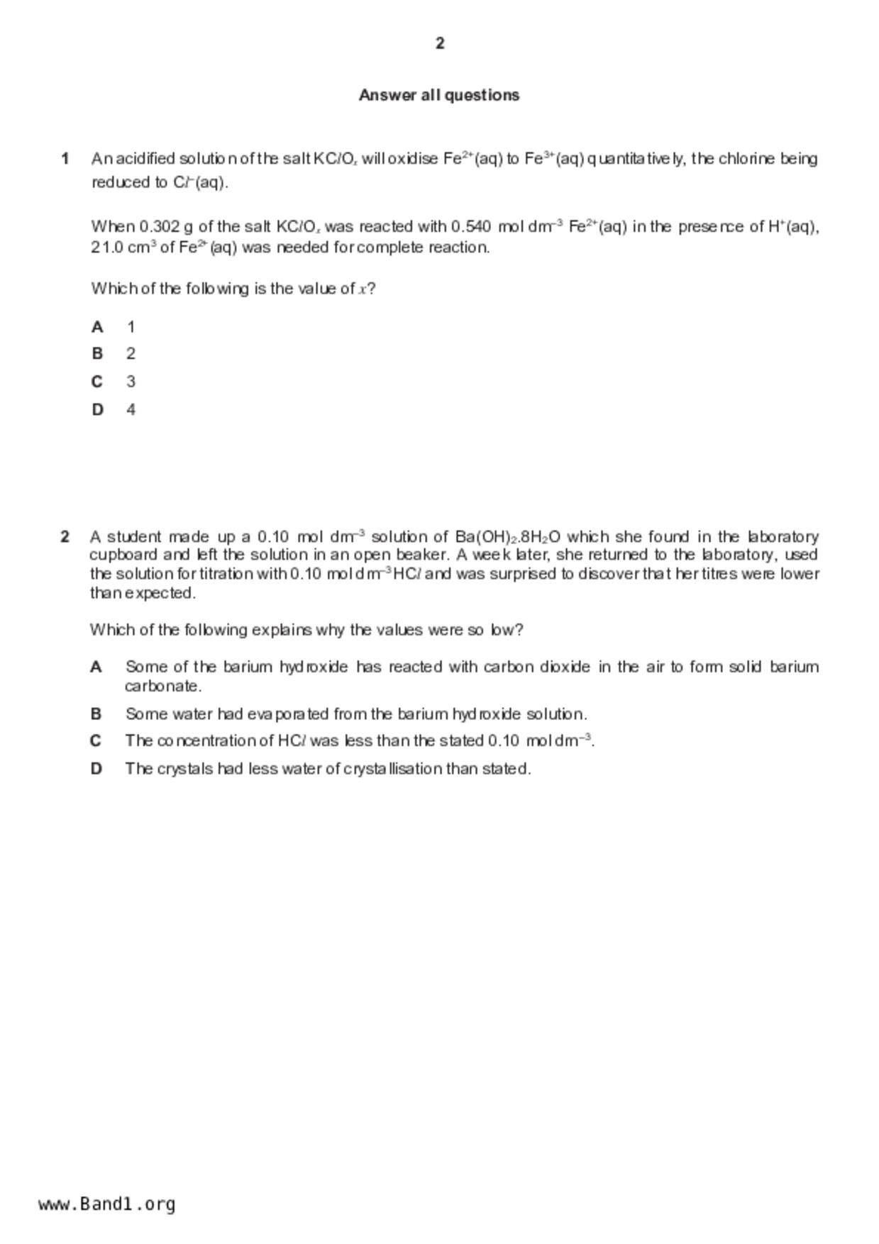 JC2Chemistry試卷