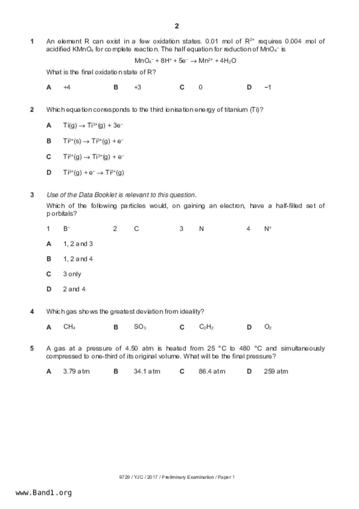 JC2Chemistry試卷