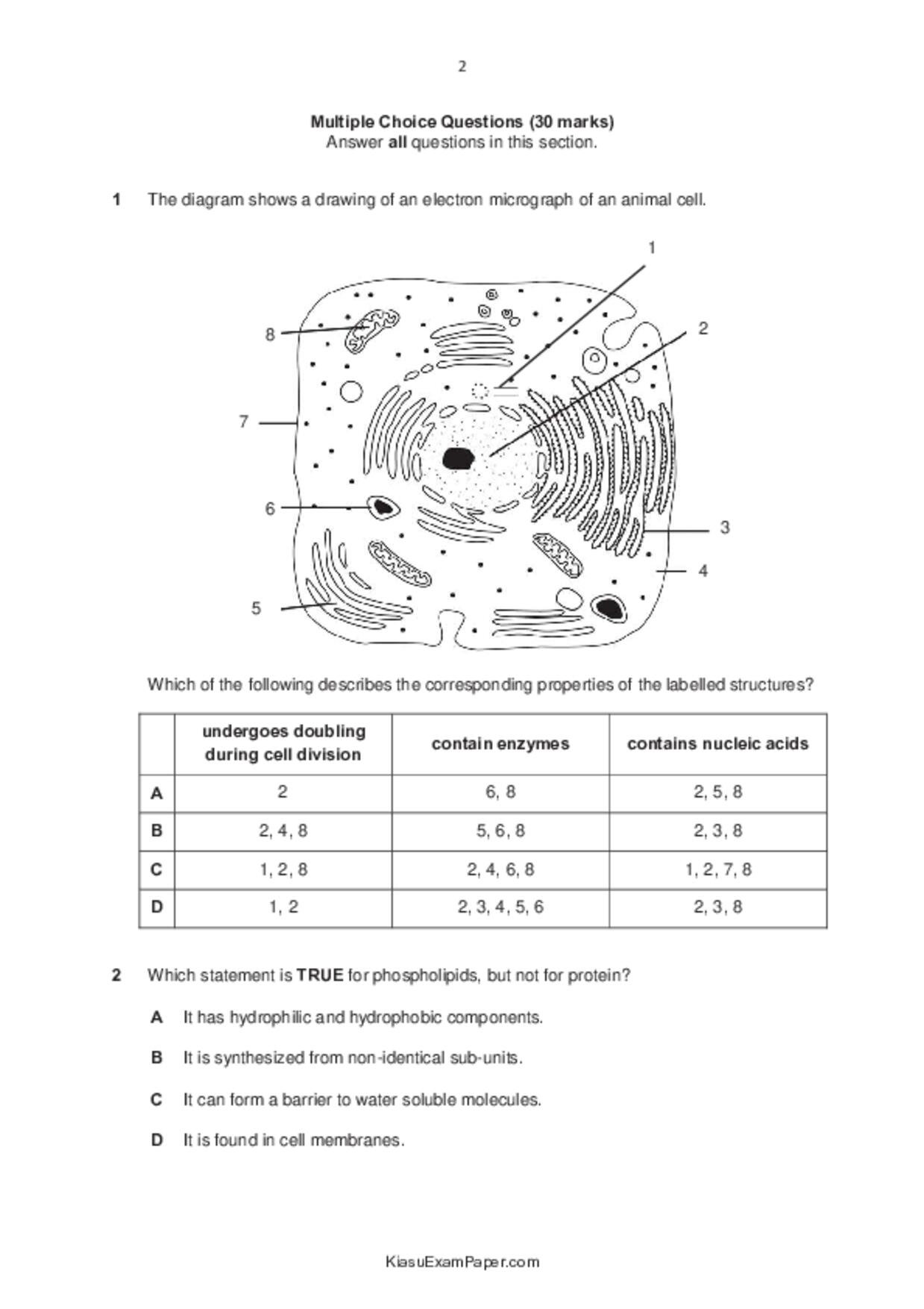 JC2Biology試卷