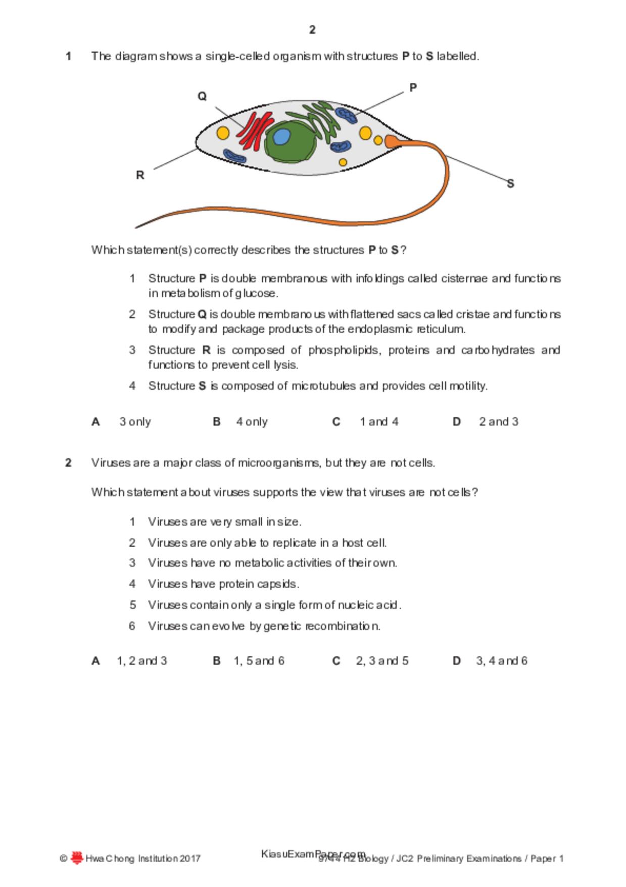 JC2Biology試卷
