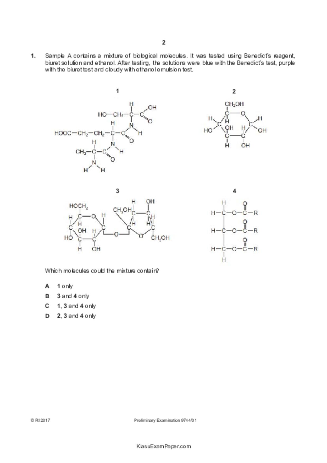 JC2Biology試卷