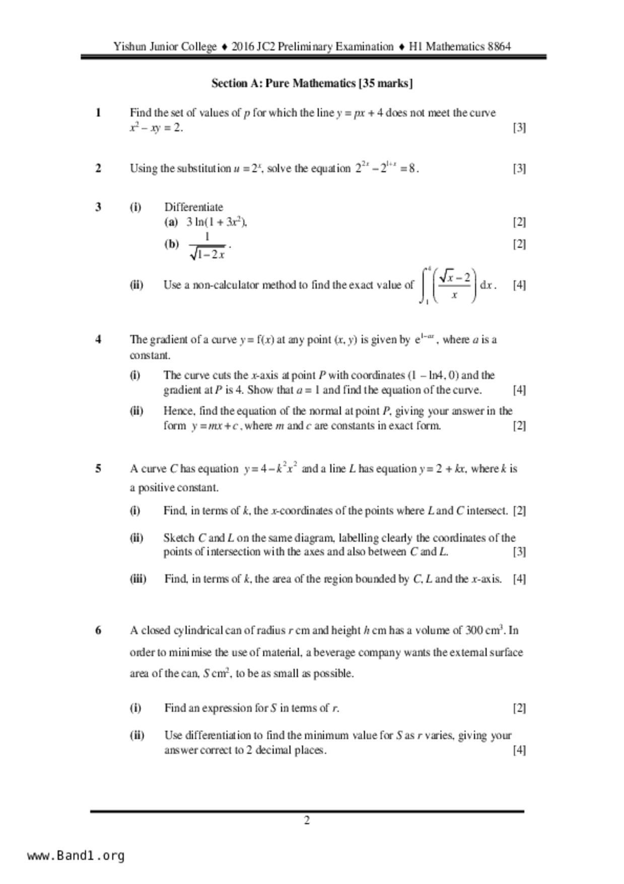 JC2Maths試卷