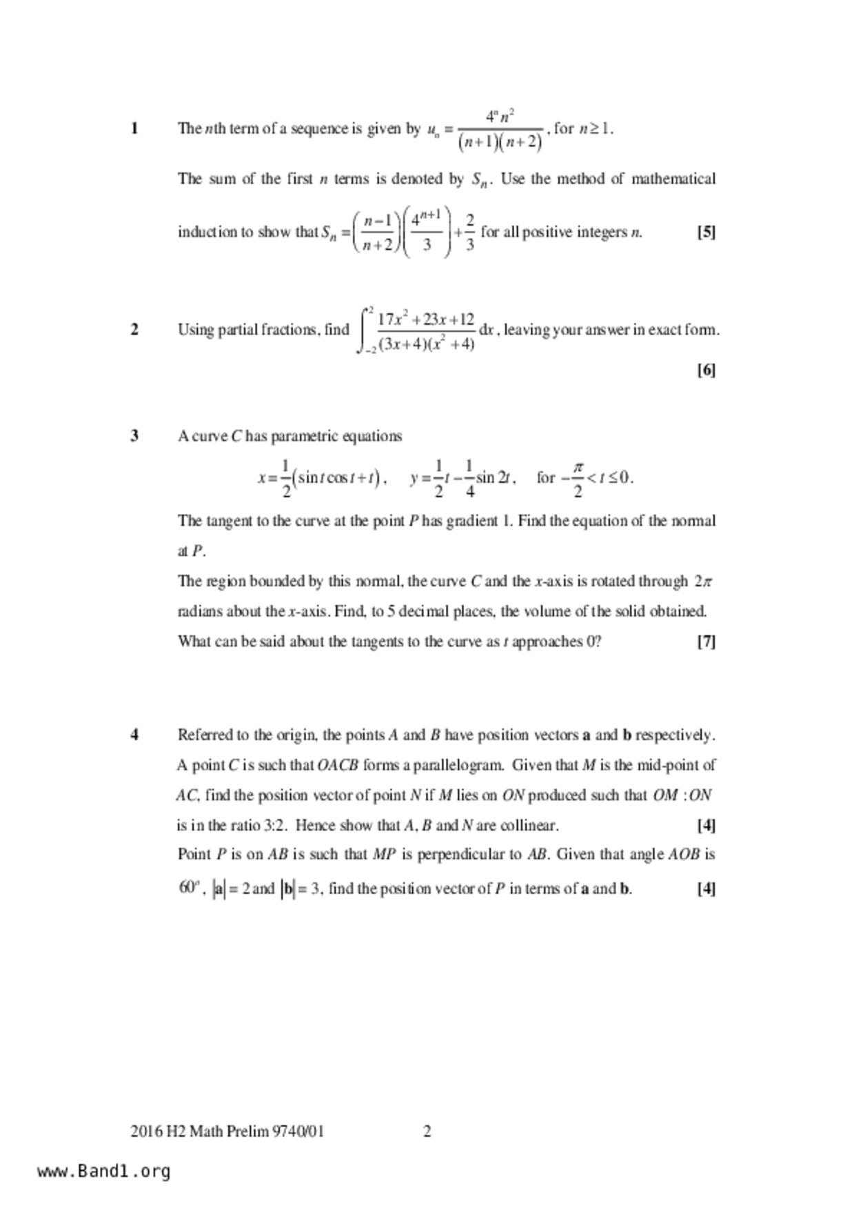 JC2Maths試卷