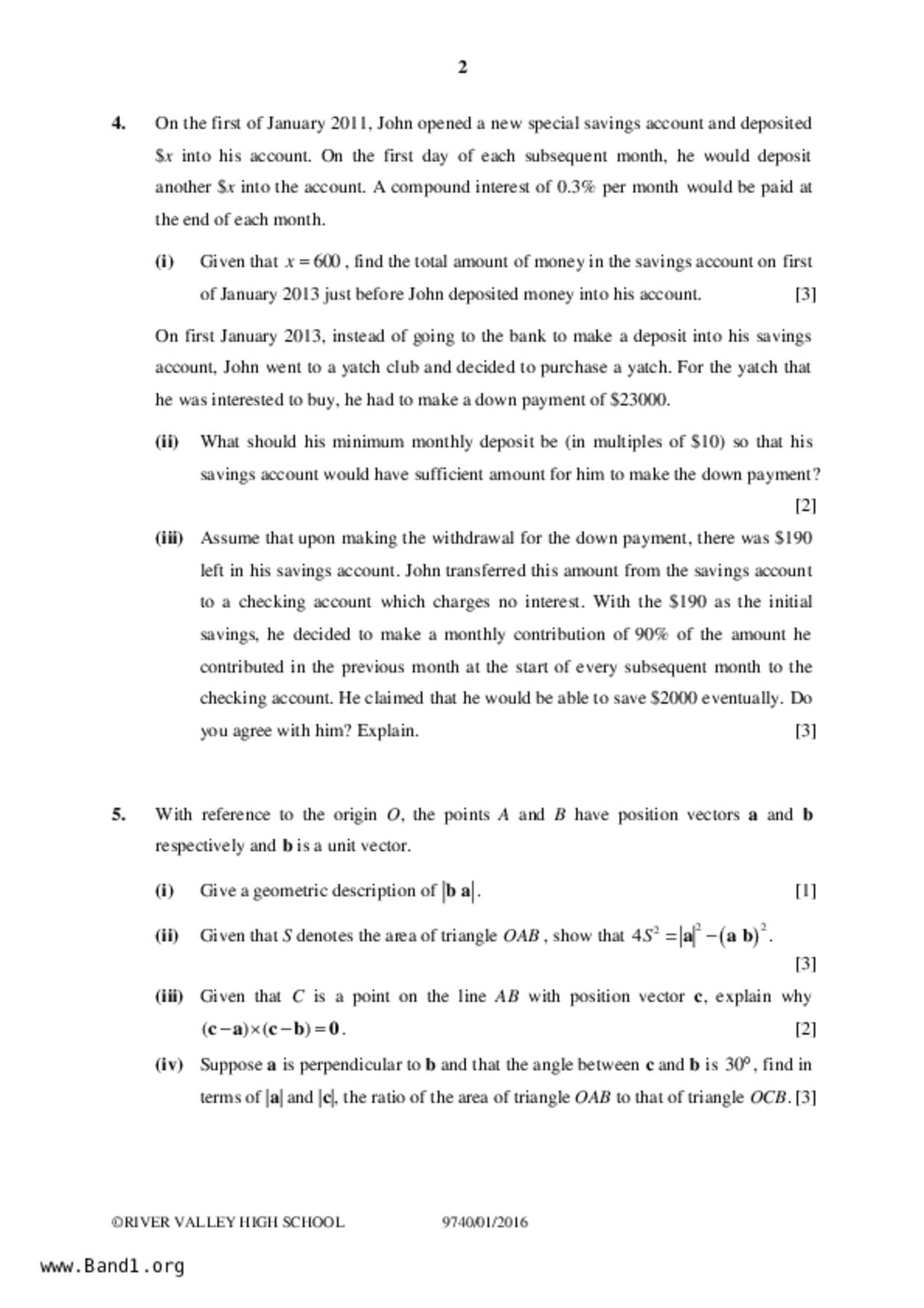 JC2Maths試卷