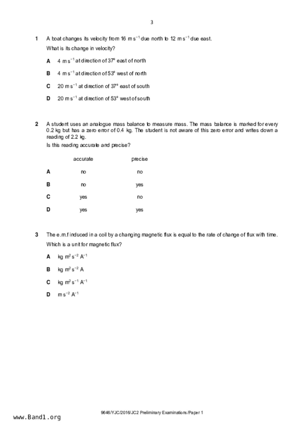 JC2Physics試卷