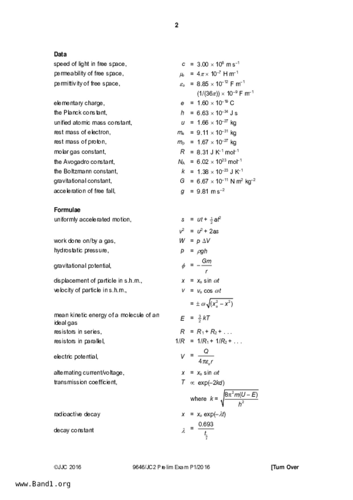 JC2Physics試卷