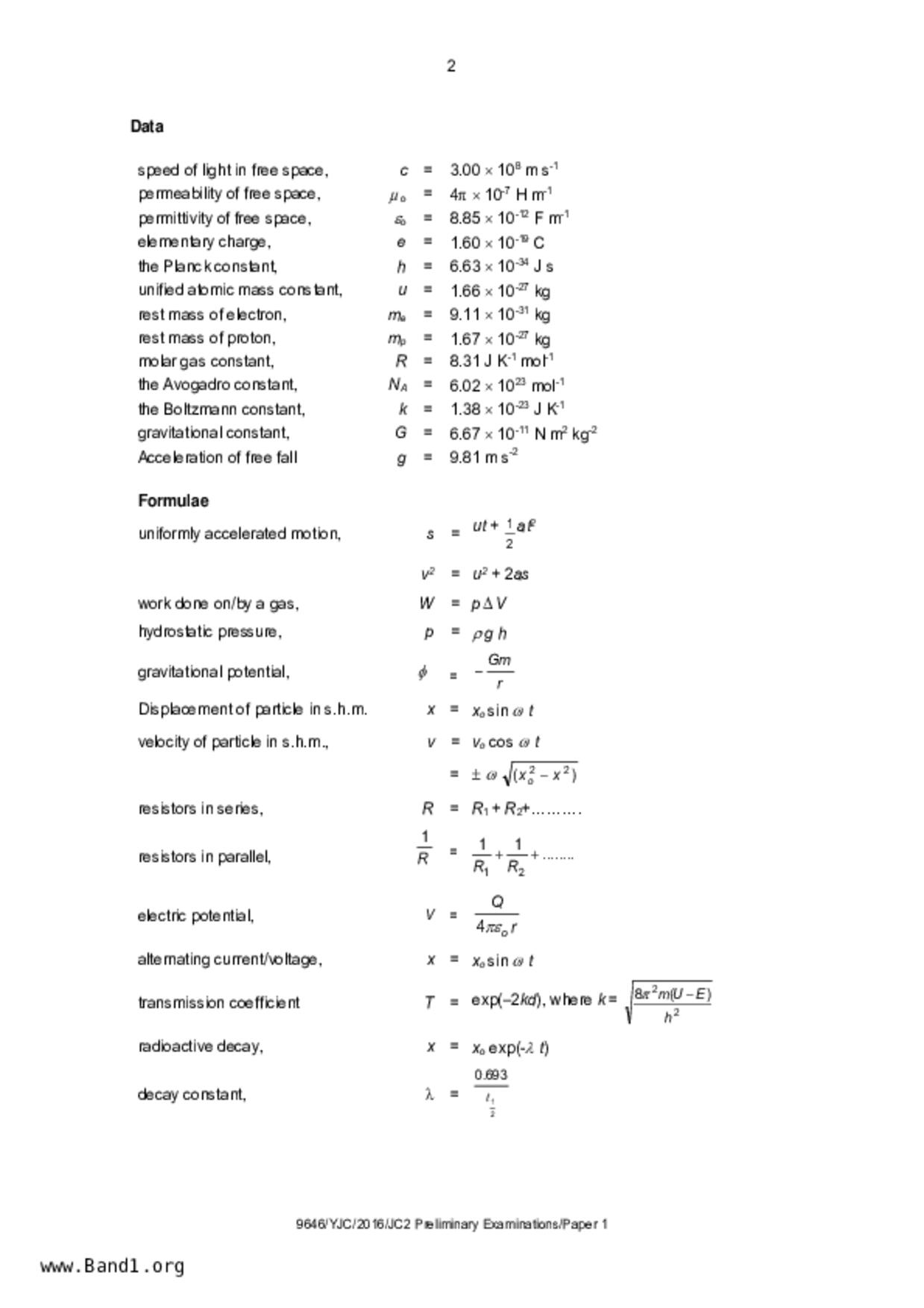 JC2Physics試卷