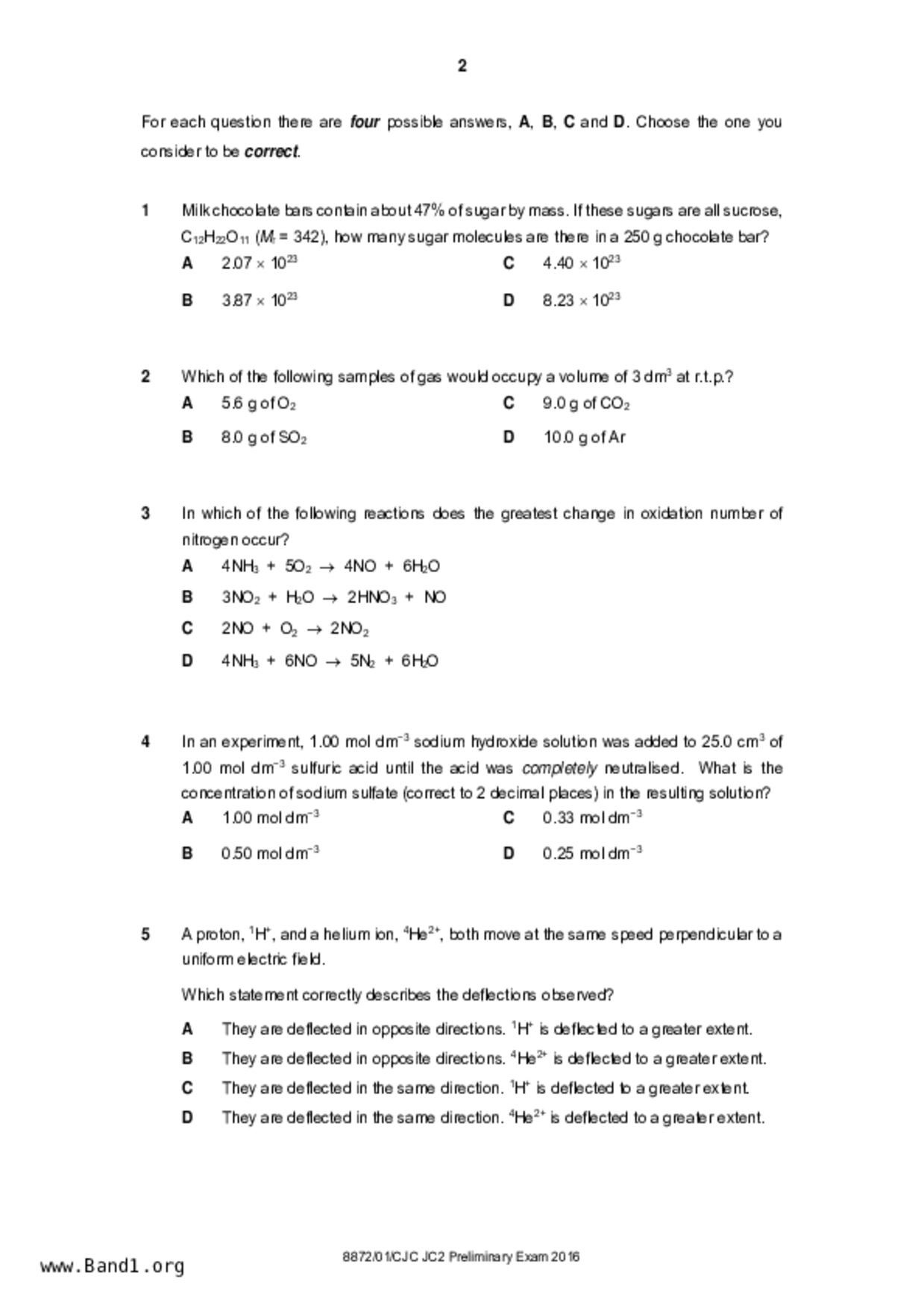 JC2Chemistry試卷